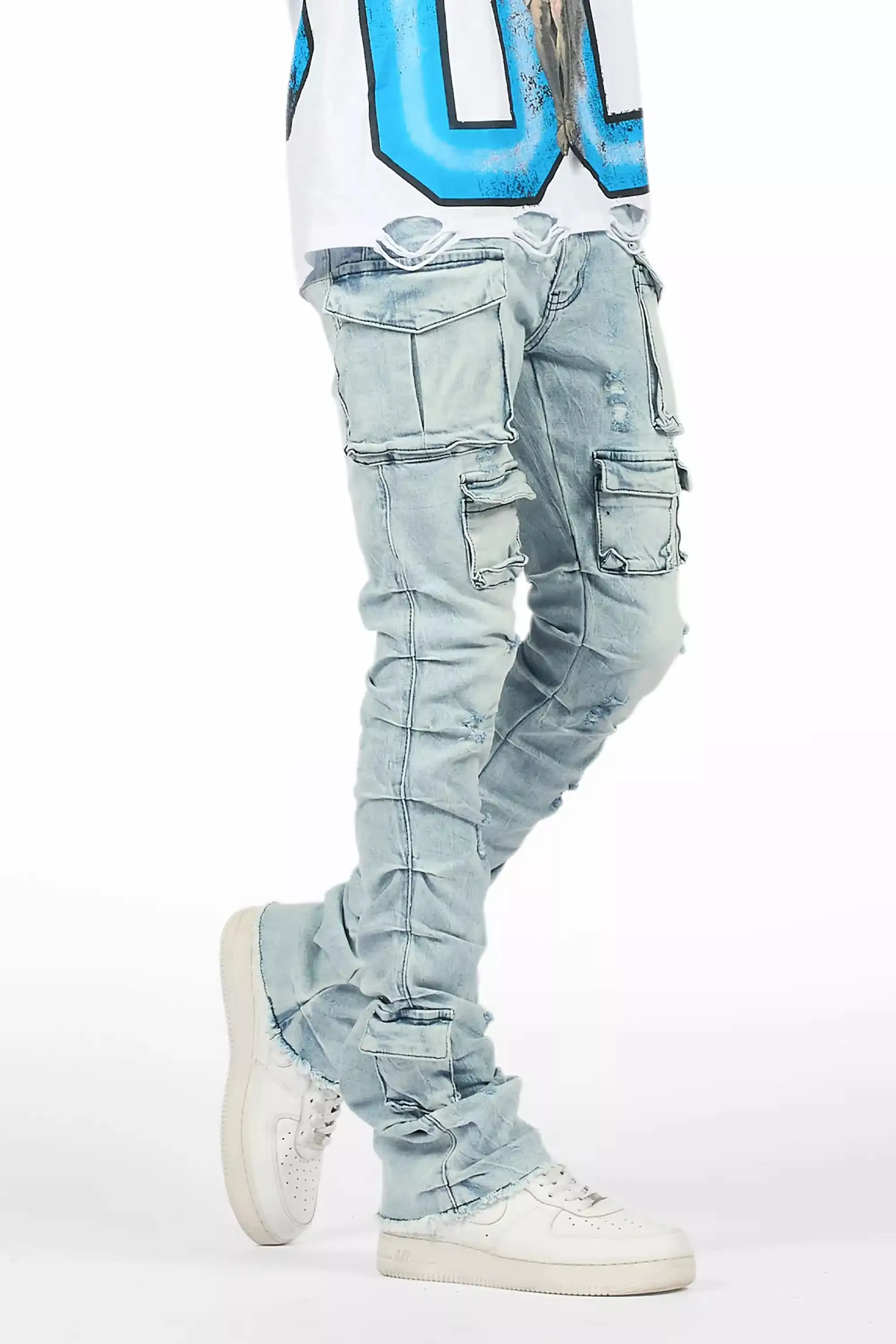 Gentry Light Blue Wash Stacked Flare Jean sold by Rockstar Original