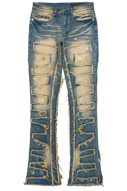 Shake Tint Dirty Blue Stacked Flare Jean sold by Rockstar Original