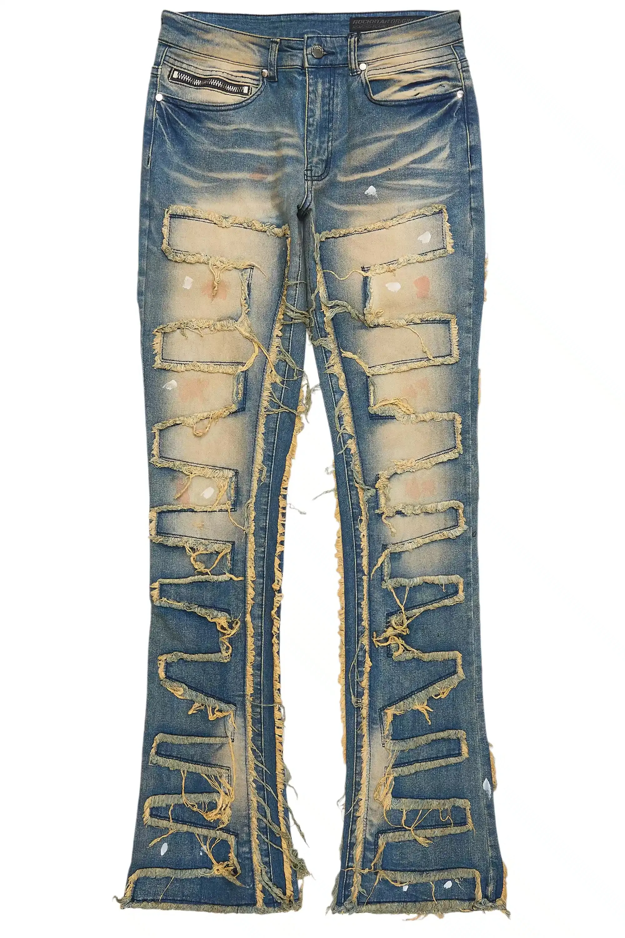 Shake Tint Dirty Blue Stacked Flare Jean sold by Rockstar Original
