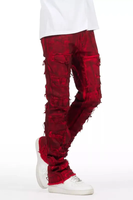 Shake Red Oil Wash Stacked Flare Jean sold by Rockstar Original