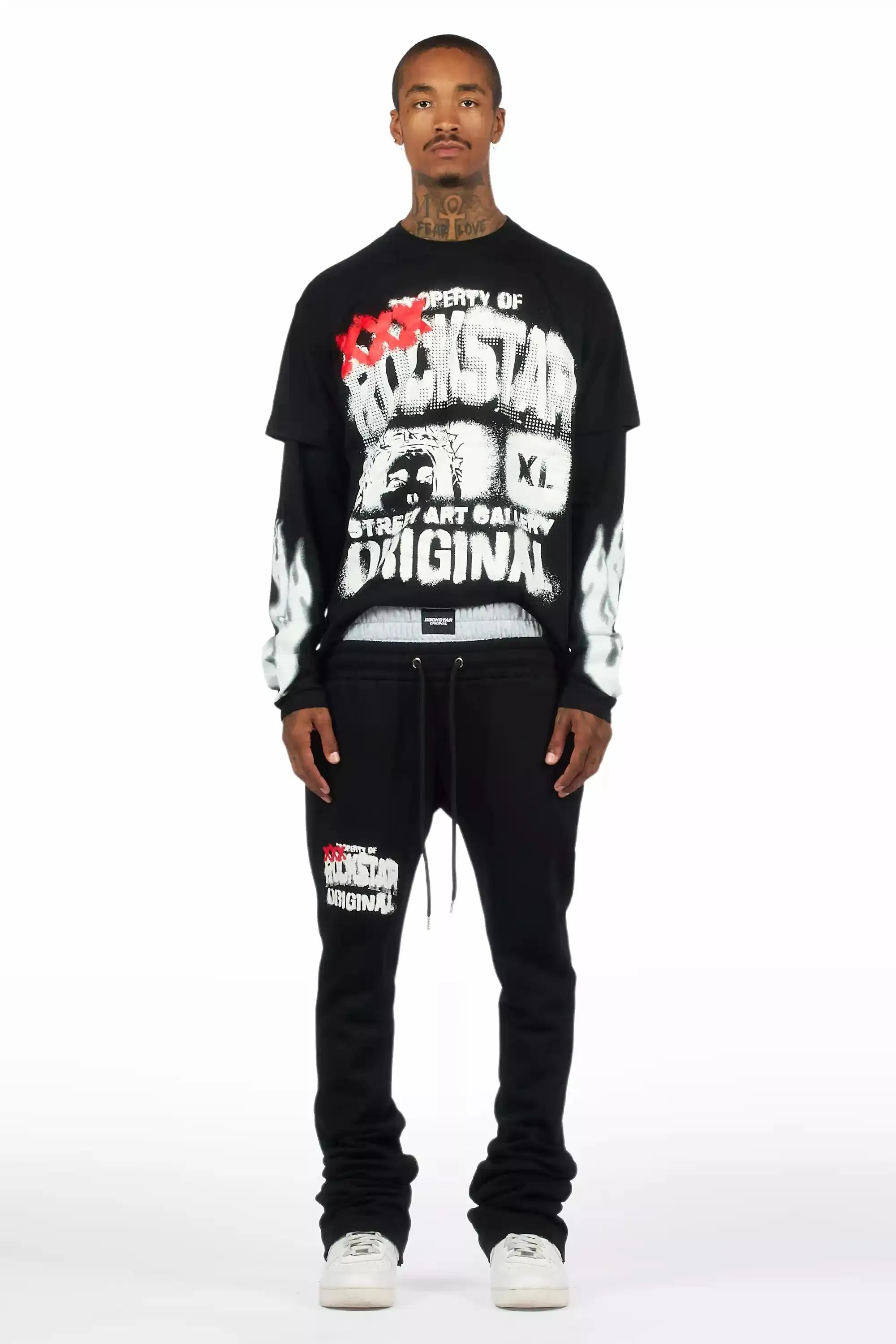 Mool Black Double Layer T-Shirt/Baggy Pant Set sold by Rockstar Original product image thumbnail 2