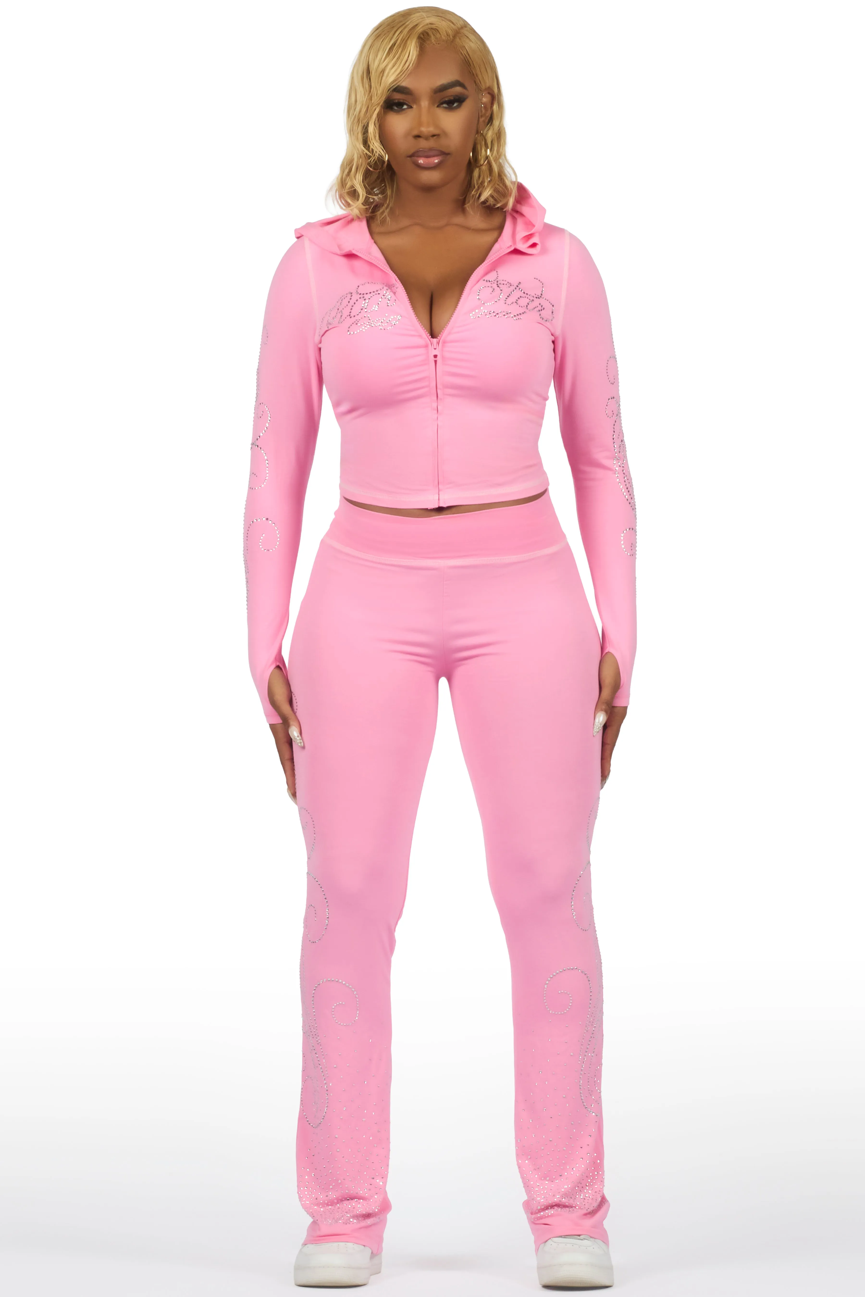 Joella Pink Rhinestone Lounge Trackset sold by Rockstar Original product image thumbnail 5