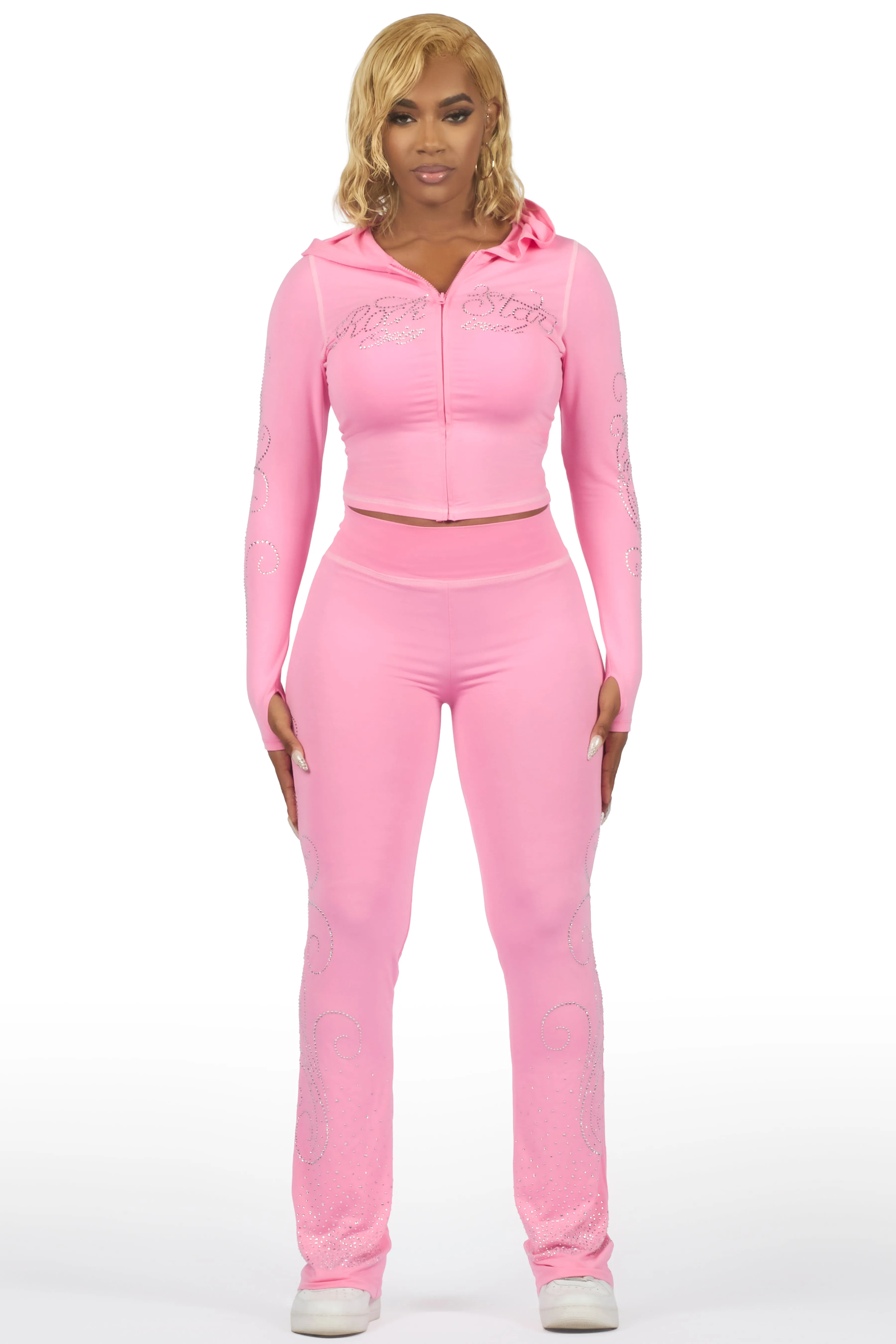 Joella Pink Rhinestone Lounge Trackset sold by Rockstar Original product image thumbnail 2