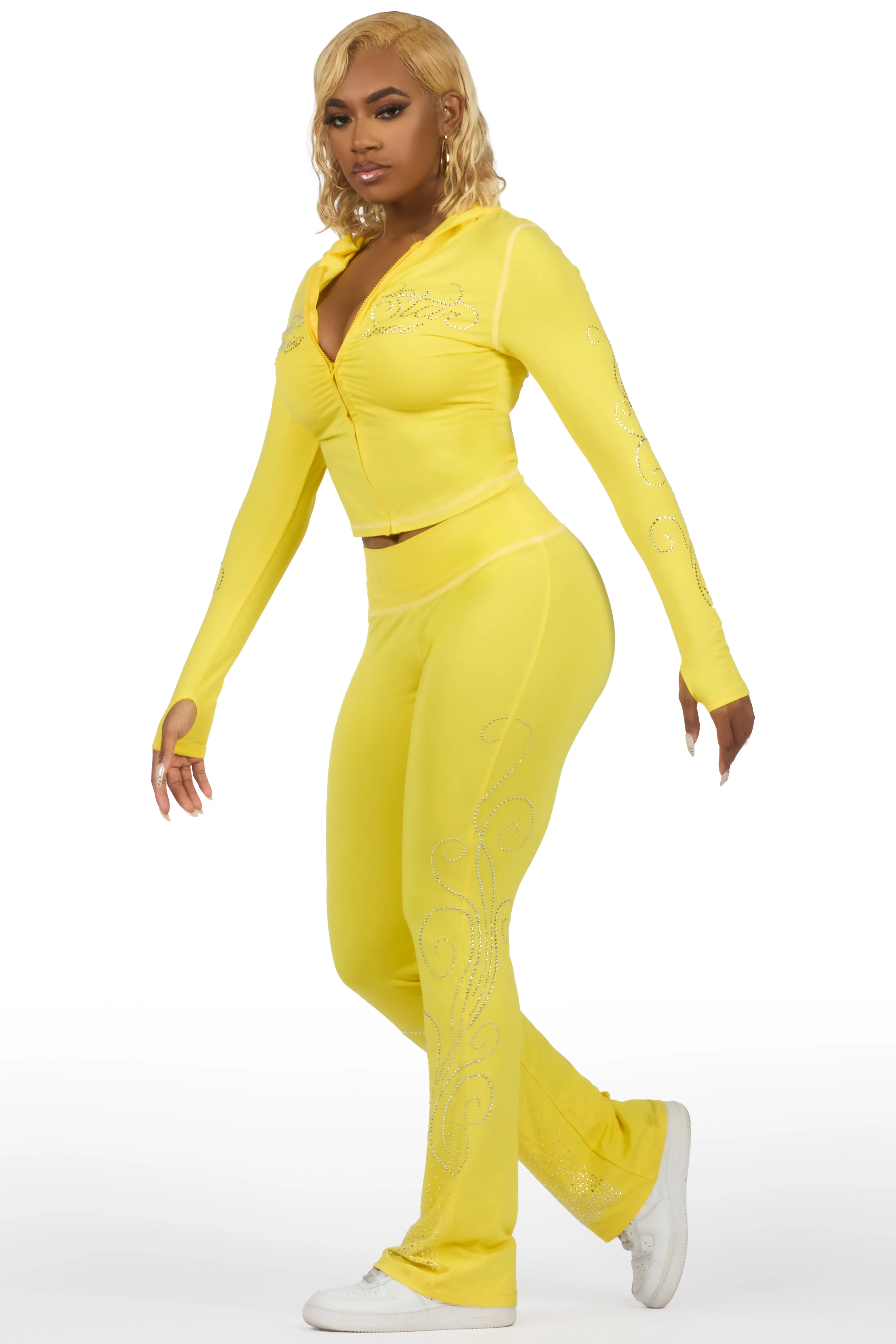 Joella Yellow Rhinestone Lounge Trackset sold by Rockstar Original product image thumbnail 3