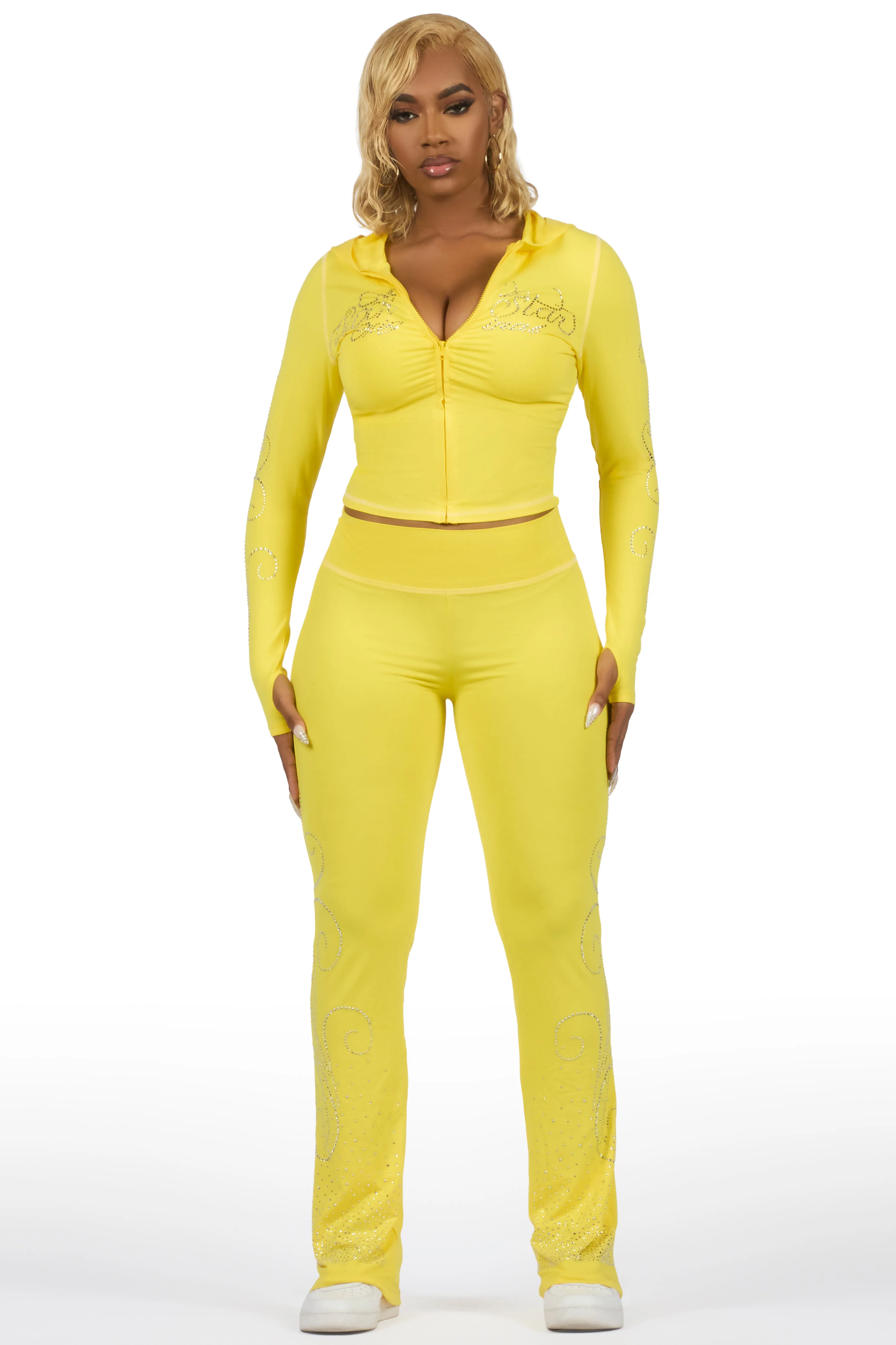 Joella Yellow Rhinestone Lounge Trackset sold by Rockstar Original