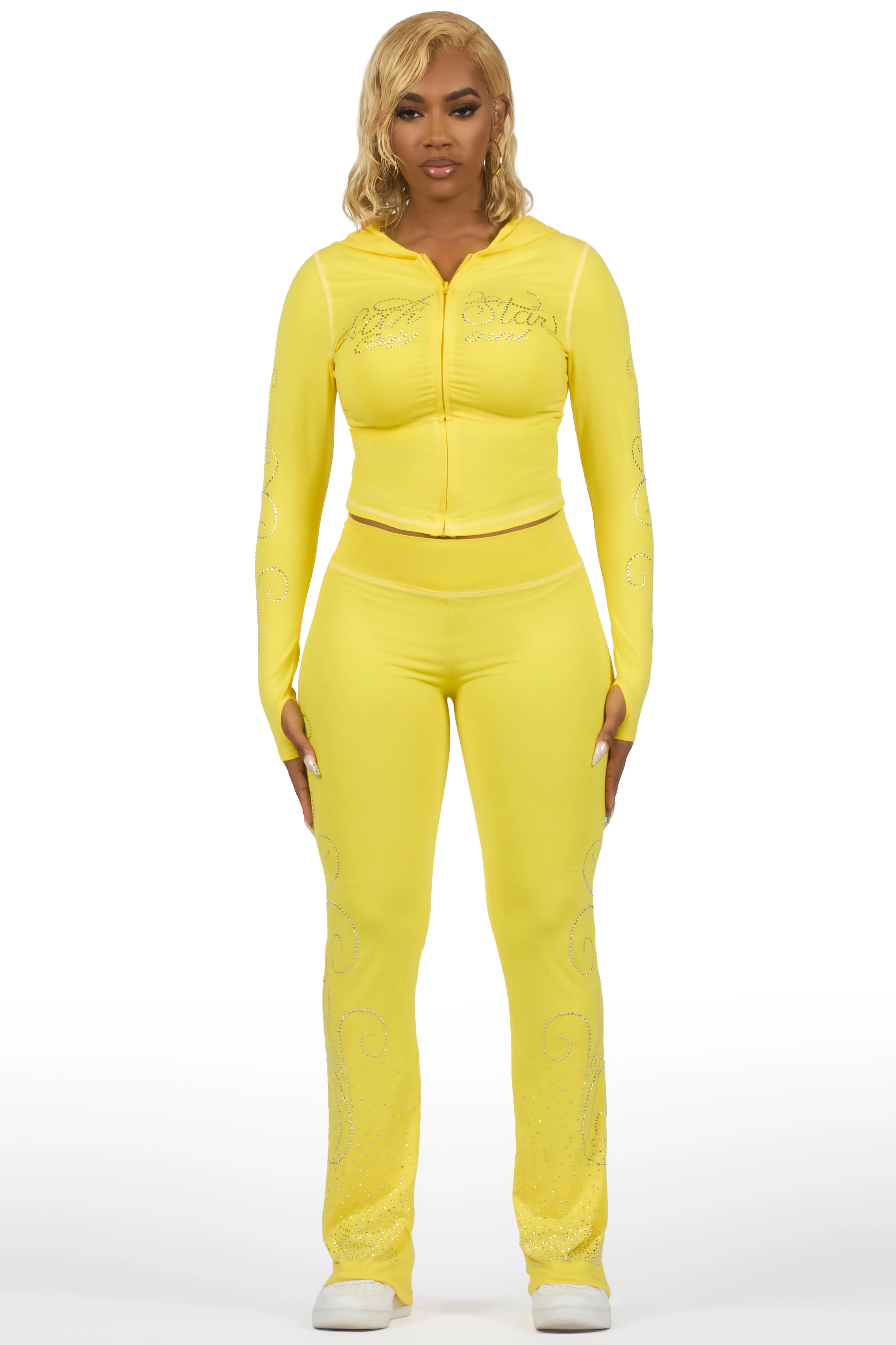 Joella Yellow Rhinestone Lounge Trackset sold by Rockstar Original product image thumbnail 5