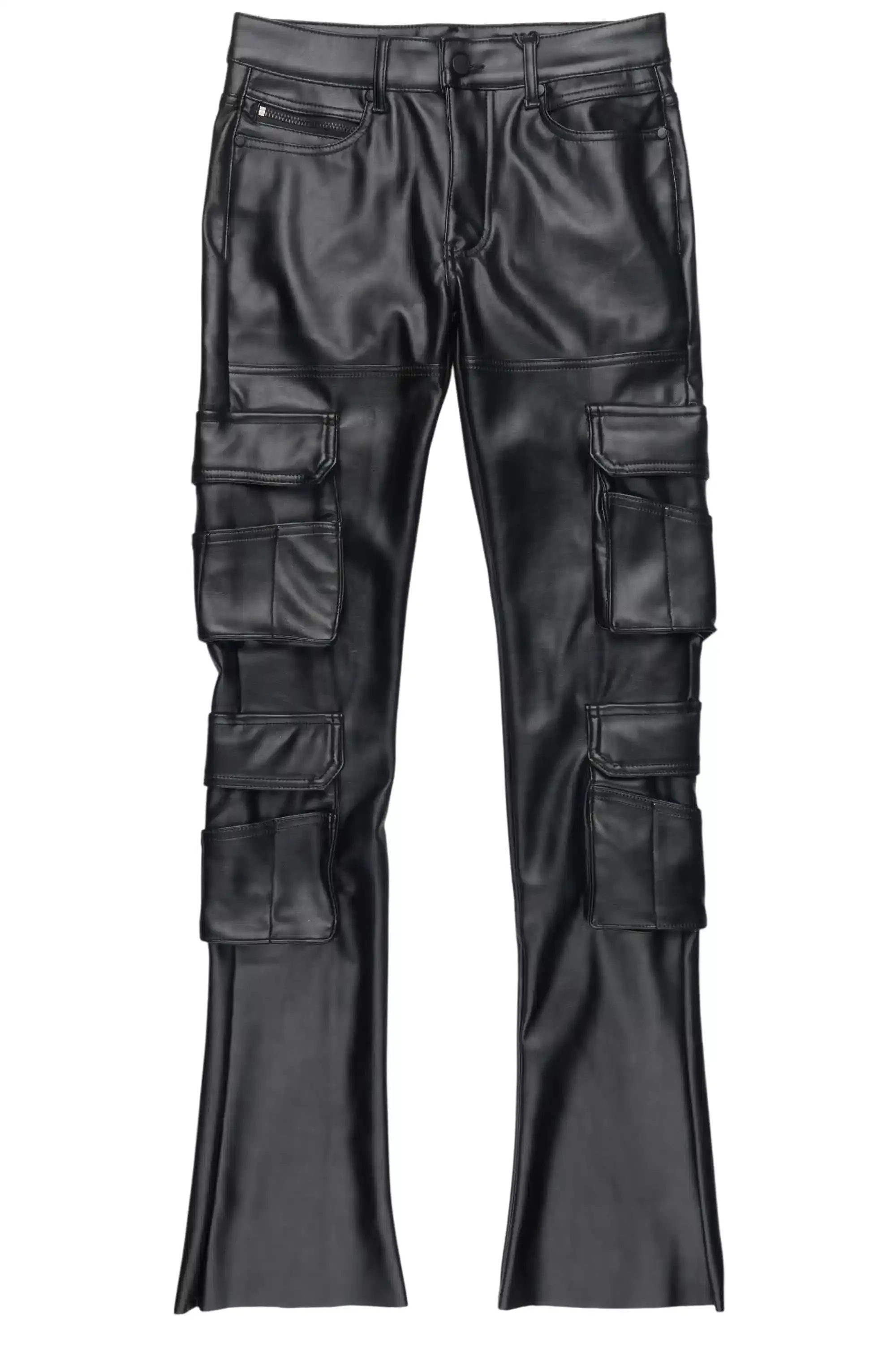 Keylor Black Stacked Flare PU Pants sold by Rockstar Original product image thumbnail 2