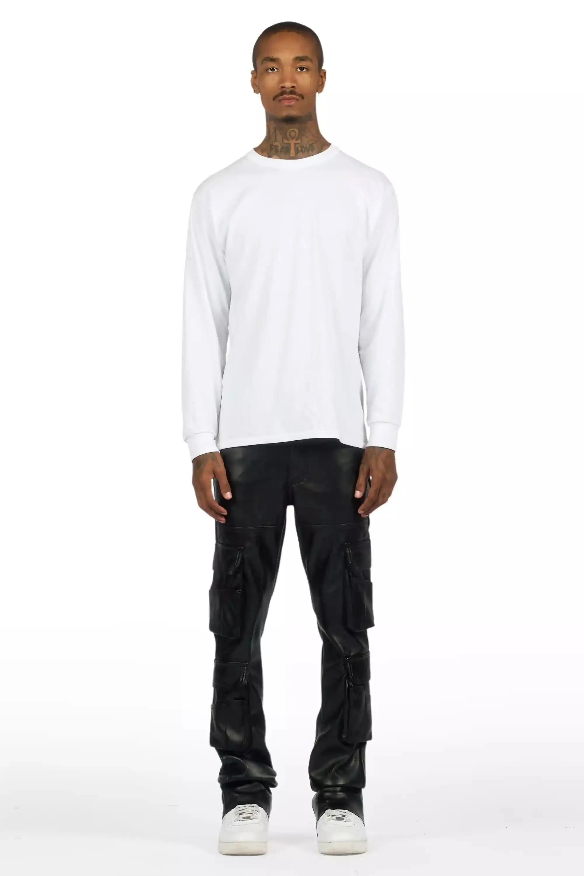 Keylor Black Stacked Flare PU Pants sold by Rockstar Original product image thumbnail 3