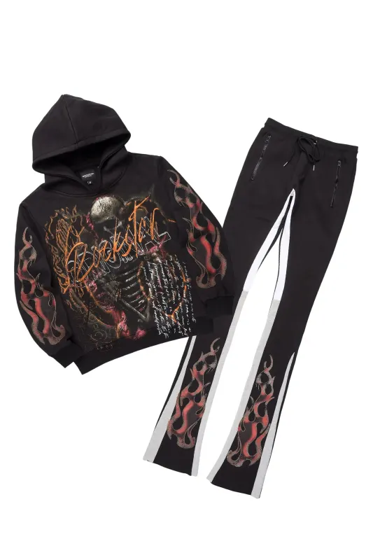 Scipt Black/Multi Hoodie/Super Stacked Track Set sold by Rockstar Original