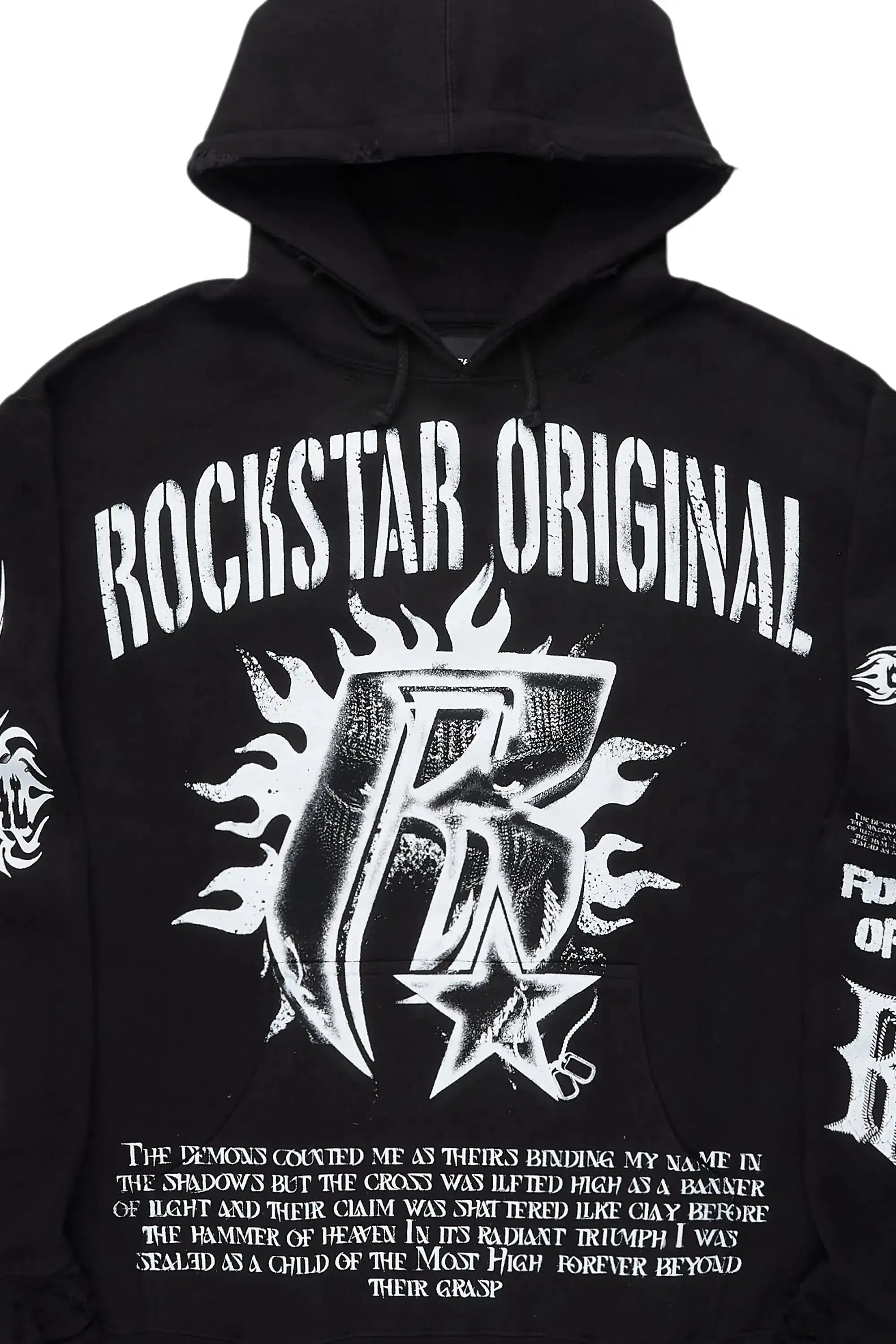 Raxil Black/Multi Distressed Graphic Hoodie sold by Rockstar Original product image thumbnail 2