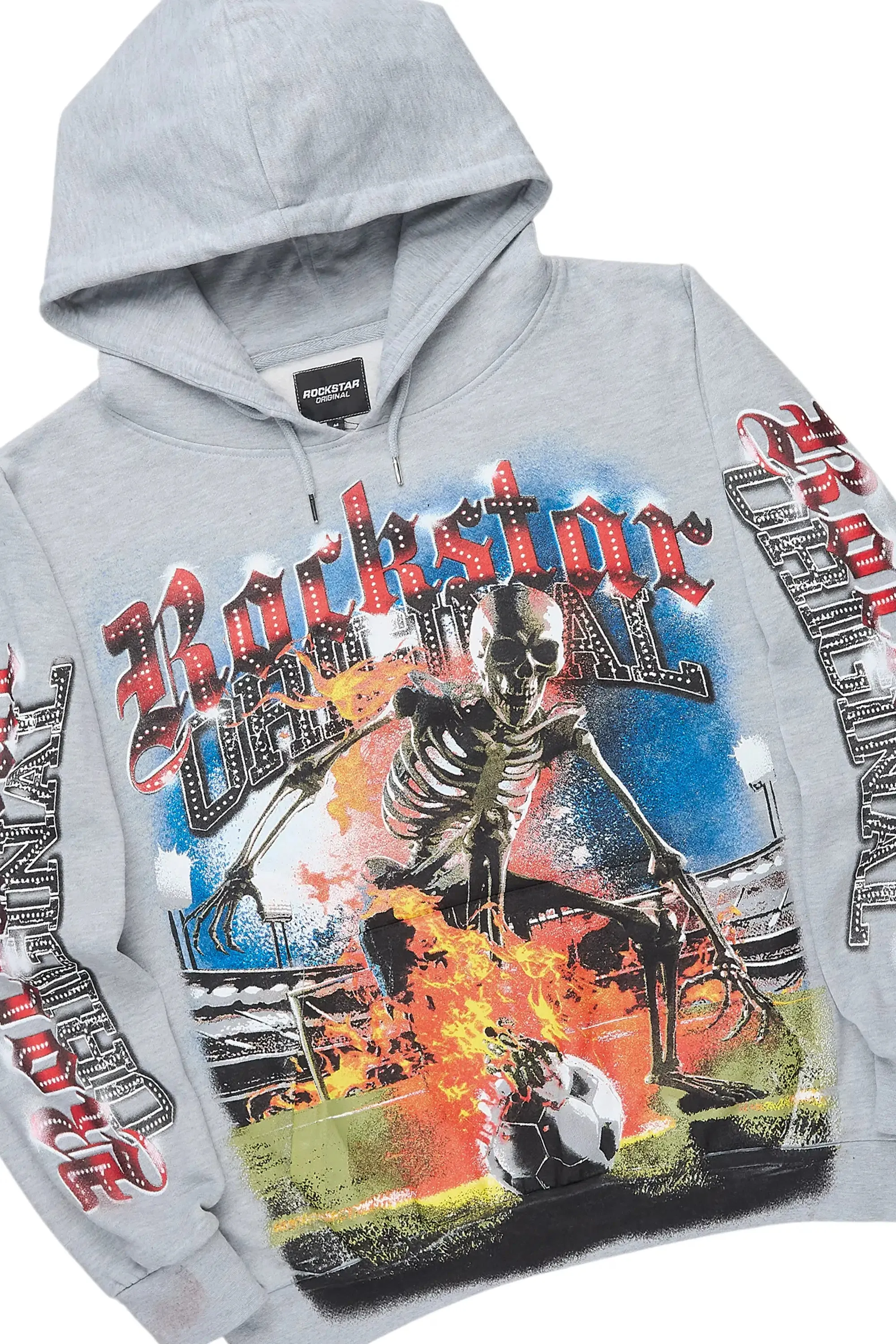 Rodgers Heather Grey/Black Hoodie/Baggy Stacked Track Pant Set sold by Rockstar Original product image thumbnail 2