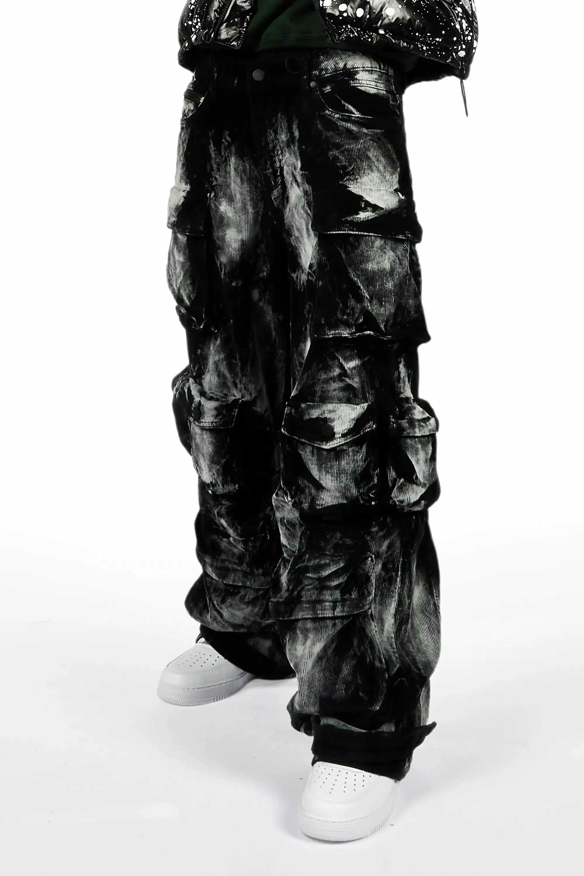 Mahesh Black Baggy Cargo Corduroy Pant sold by Rockstar Original