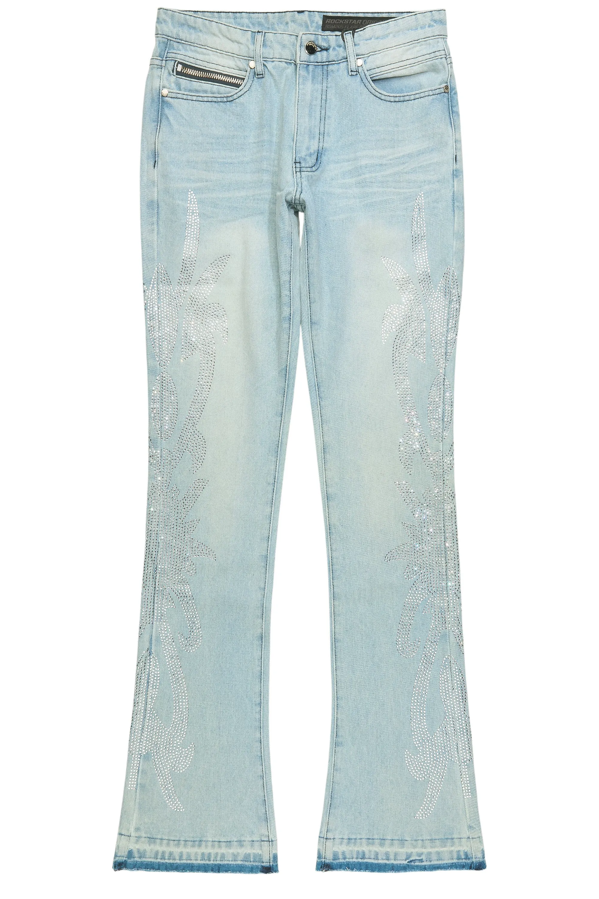 Shamaz Rhinestone Light Blue Stacked Flare Jean sold by Rockstar Original product image thumbnail 2