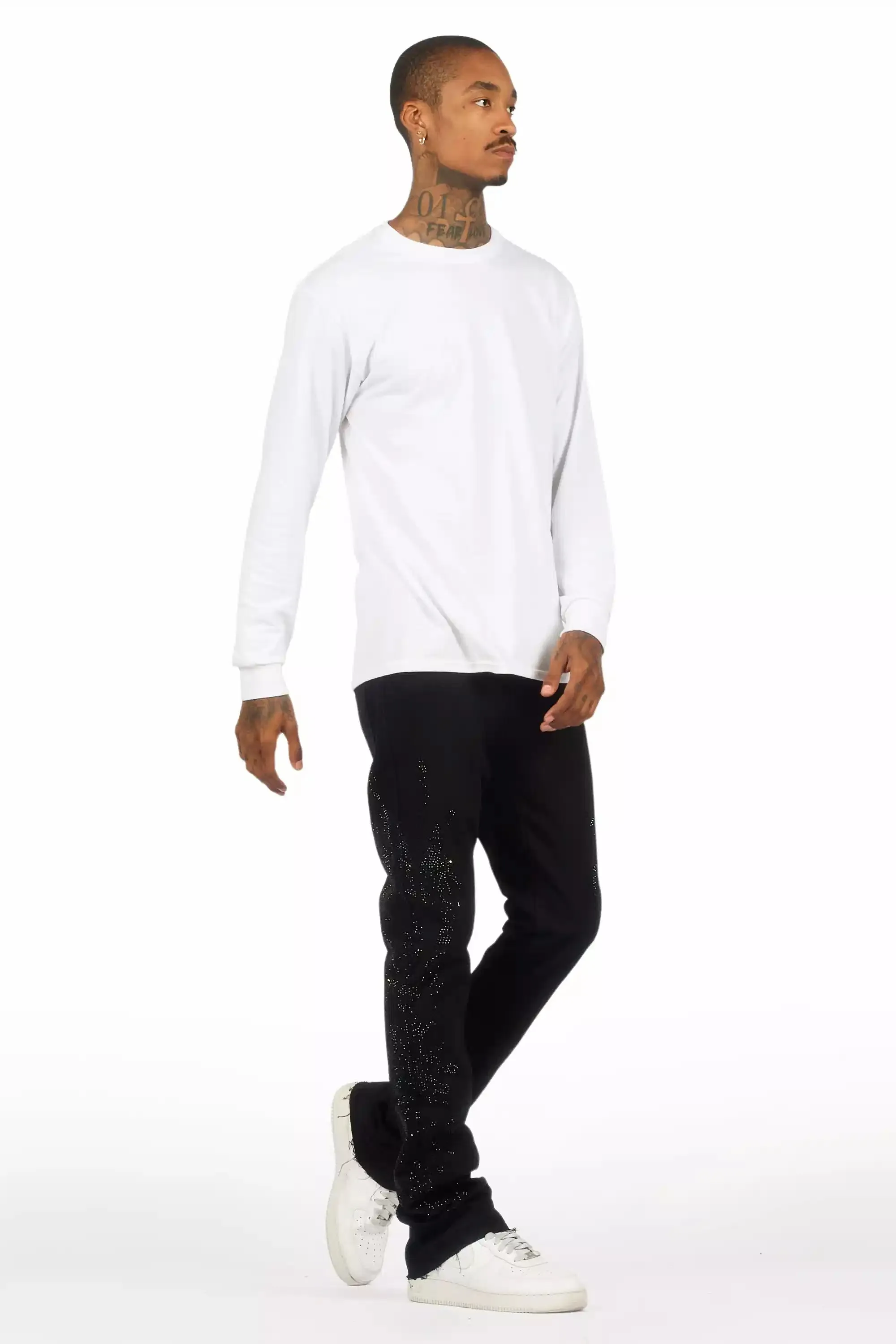 Shamaz Rhinestone Black Stacked Flare Jean sold by Rockstar Original product image thumbnail 5