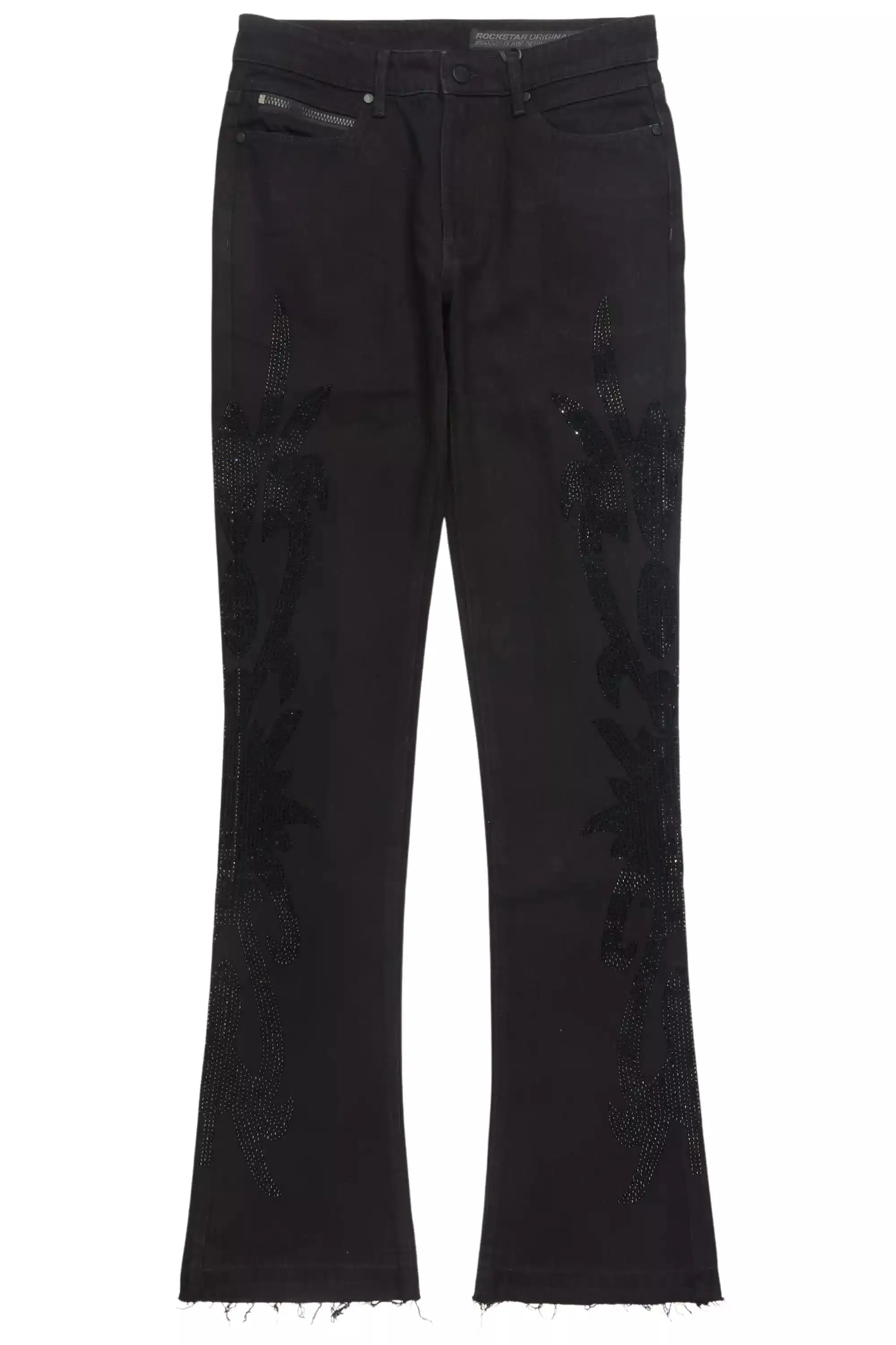 Shamaz Rhinestone Black Stacked Flare Jean sold by Rockstar Original product image thumbnail 2