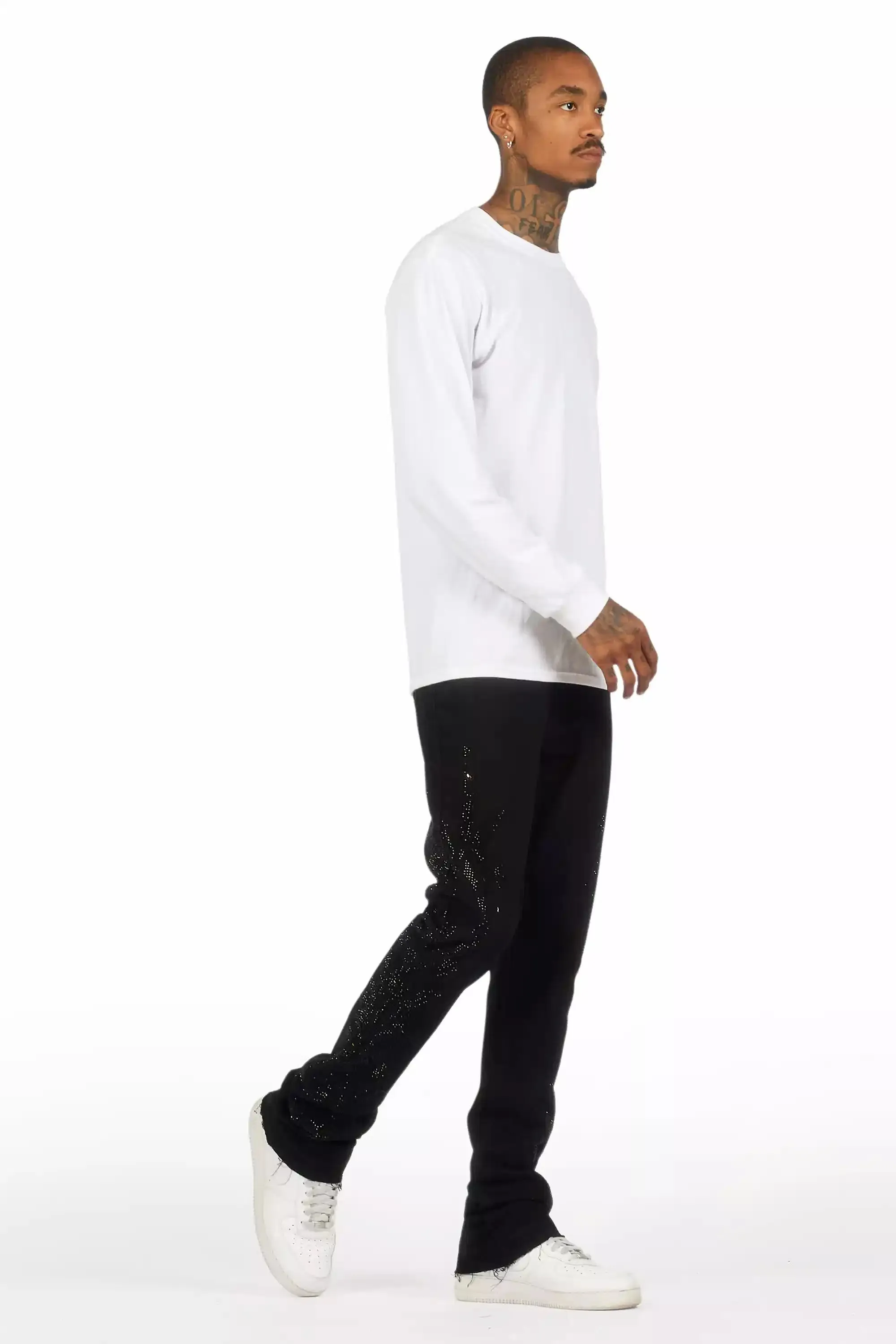 Shamaz Rhinestone Black Stacked Flare Jean sold by Rockstar Original product image thumbnail 4