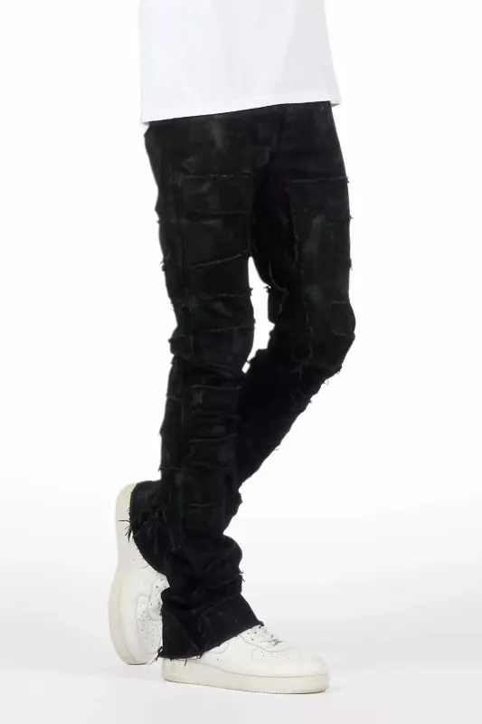 Shake Black Oil Wash Stacked Flare Jean sold by Rockstar Original