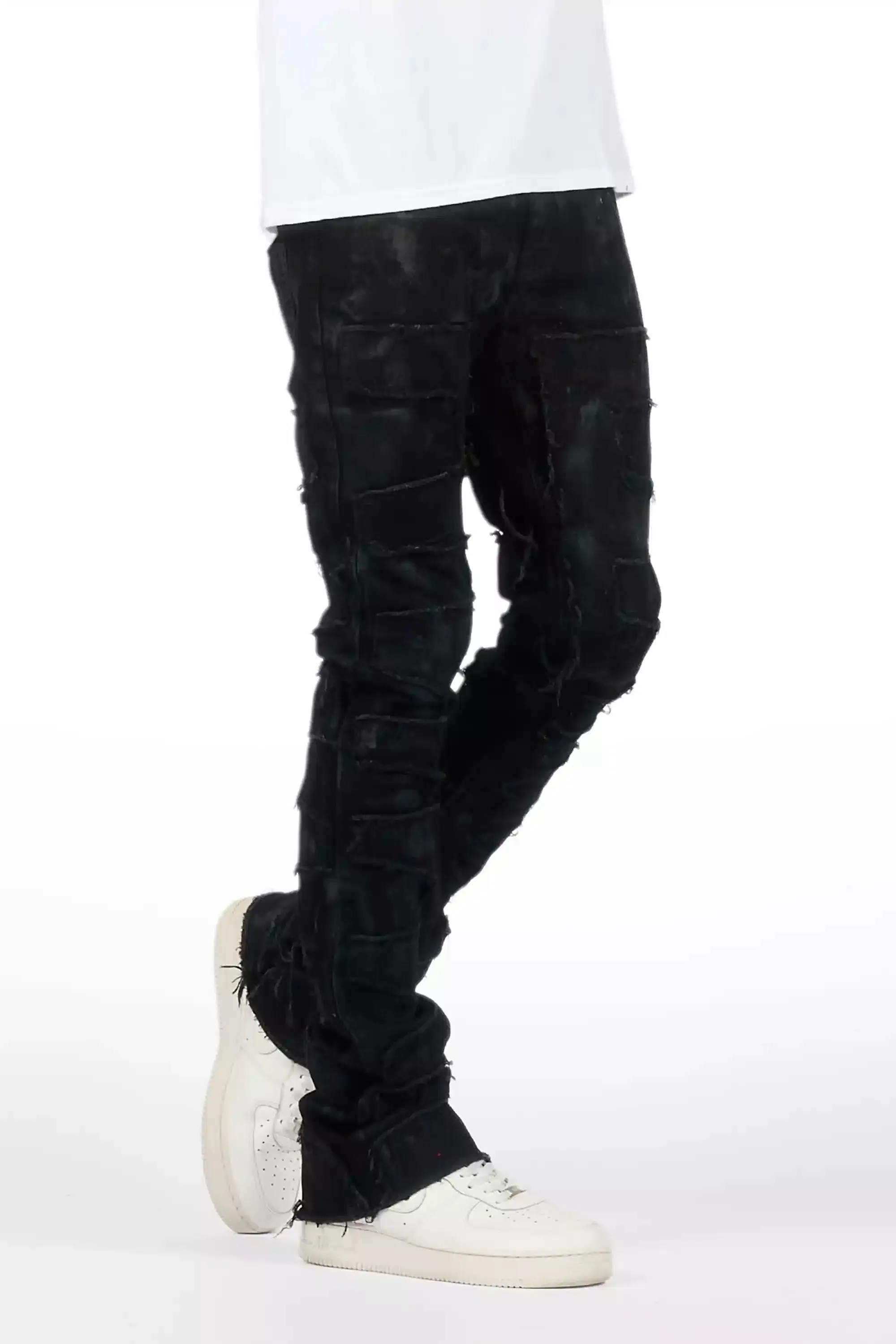 Shake Black Oil Wash Stacked Flare Jean sold by Rockstar Original