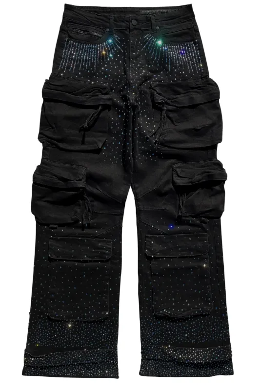 Keoni Black Rhinestone Baggy Jeans sold by Rockstar Original