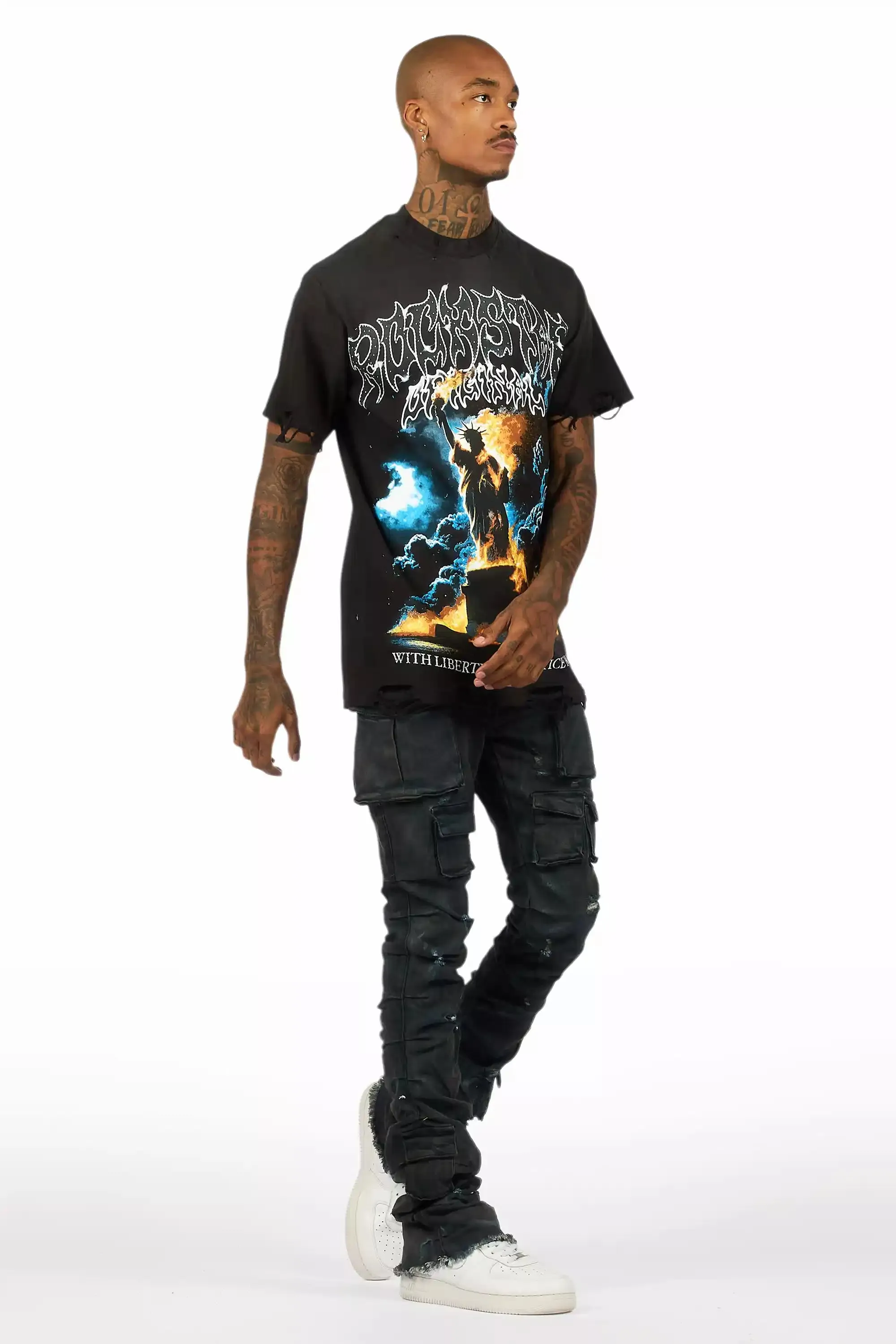 Gentry Blue Oil Wash Stacked Flare Jean sold by Rockstar Original product image thumbnail 5