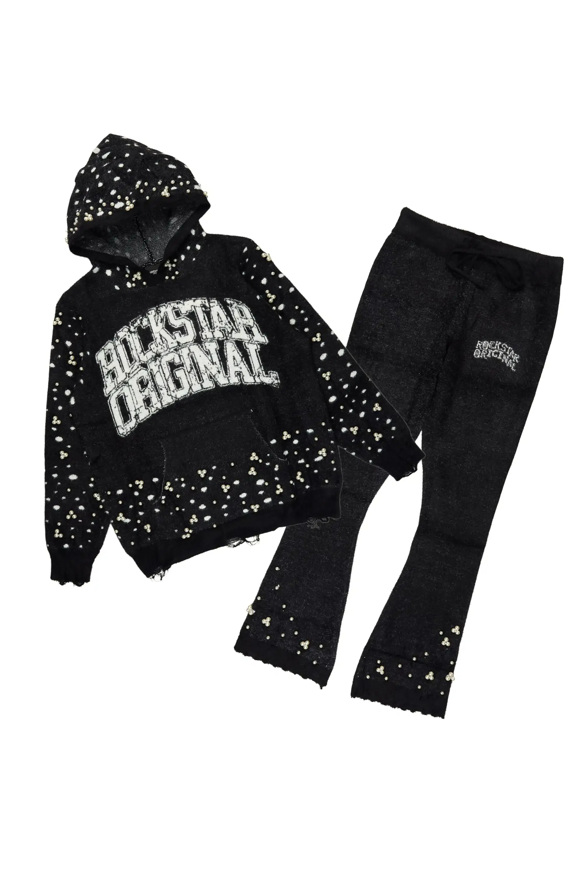 Peril Black Pearl Stone Hoodie Stacked Flare Track Set sold by Rockstar Original