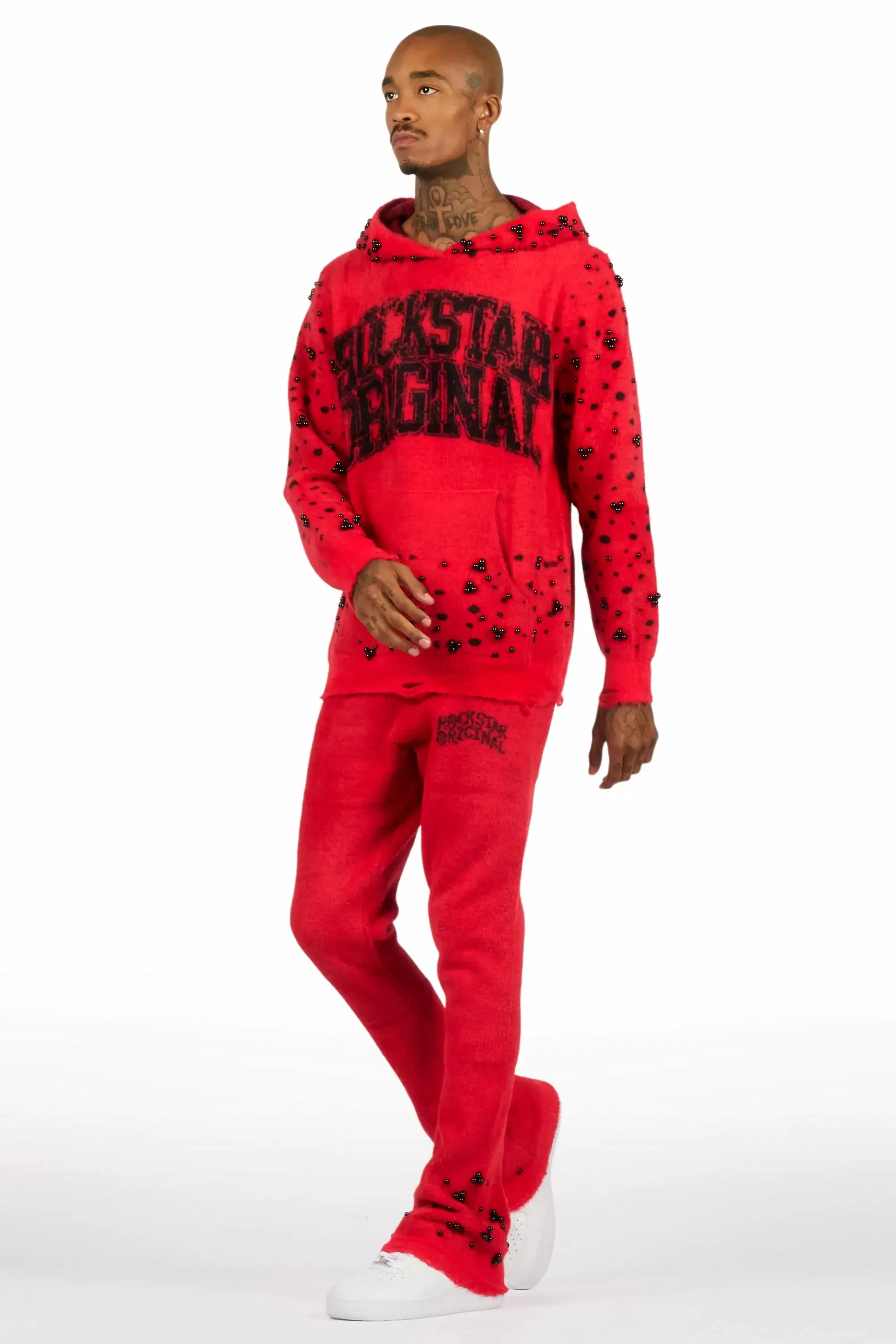 Peril Red Pearl Stone Hoodie Stacked Flare Track Set sold by Rockstar Original product image thumbnail 5