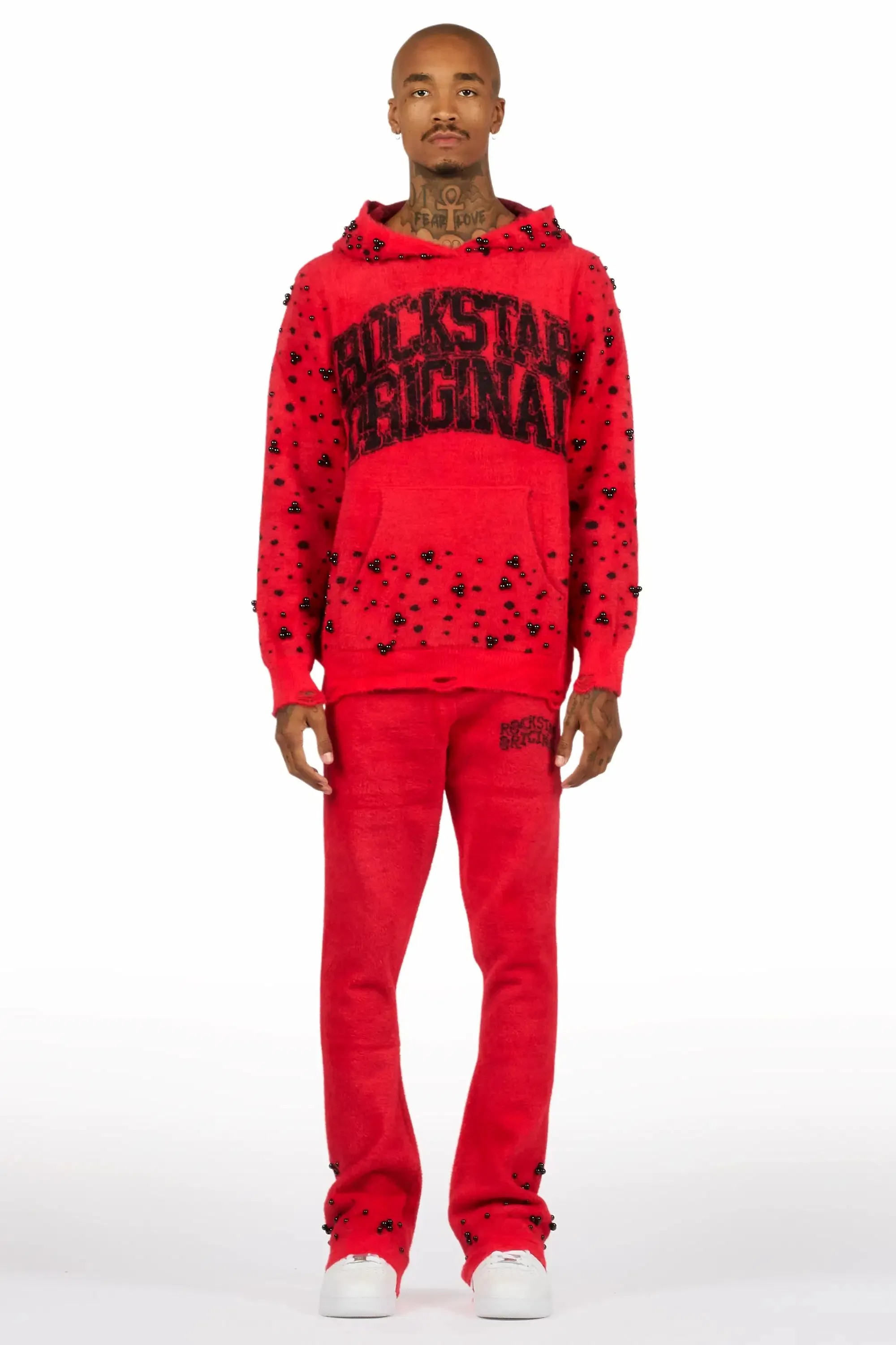 Peril Red Pearl Stone Hoodie Stacked Flare Track Set sold by Rockstar Original product image thumbnail 2