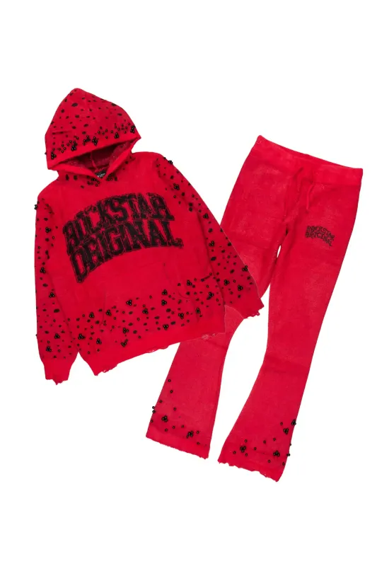 Peril Red Pearl Stone Hoodie Stacked Flare Track Set sold by Rockstar Original