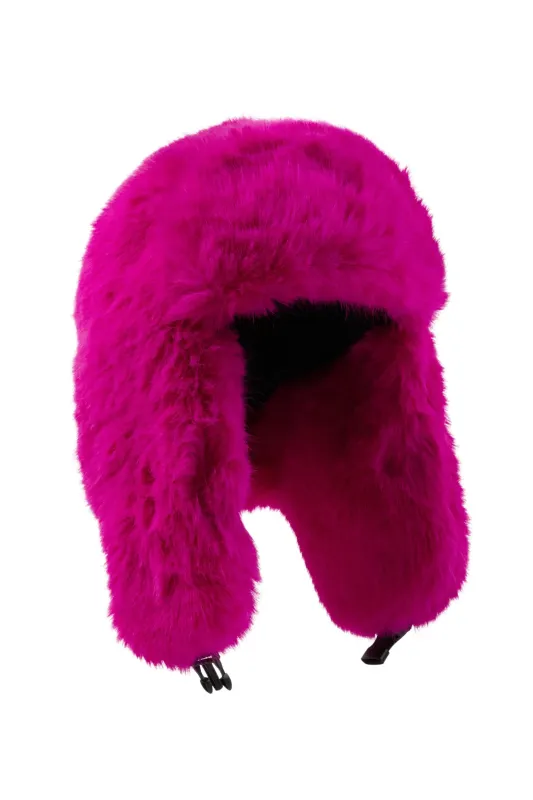 Ajaya Hot Pink Faux Fur Trapper Hat sold by Rockstar Original