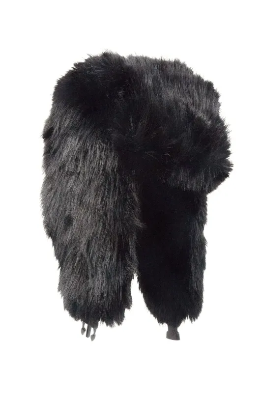 Ajaya Black Faux Fur Trapper Hat sold by Rockstar Original