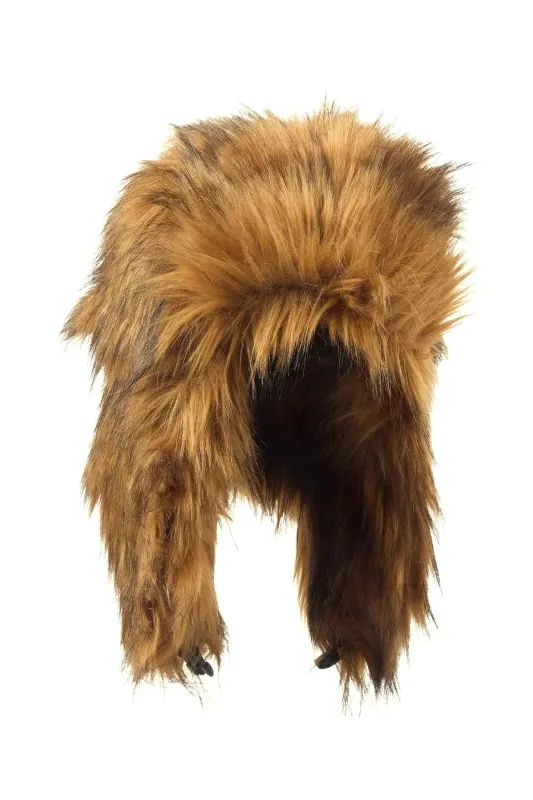 Ajaya Brown Faux Fur Trapper Hat sold by Rockstar Original