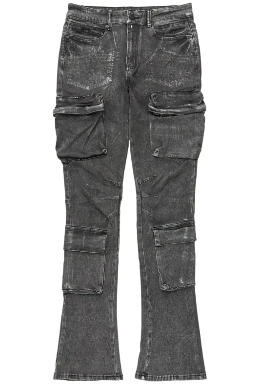 Titan Foil Stacked Flare Jean sold by Rockstar Original
