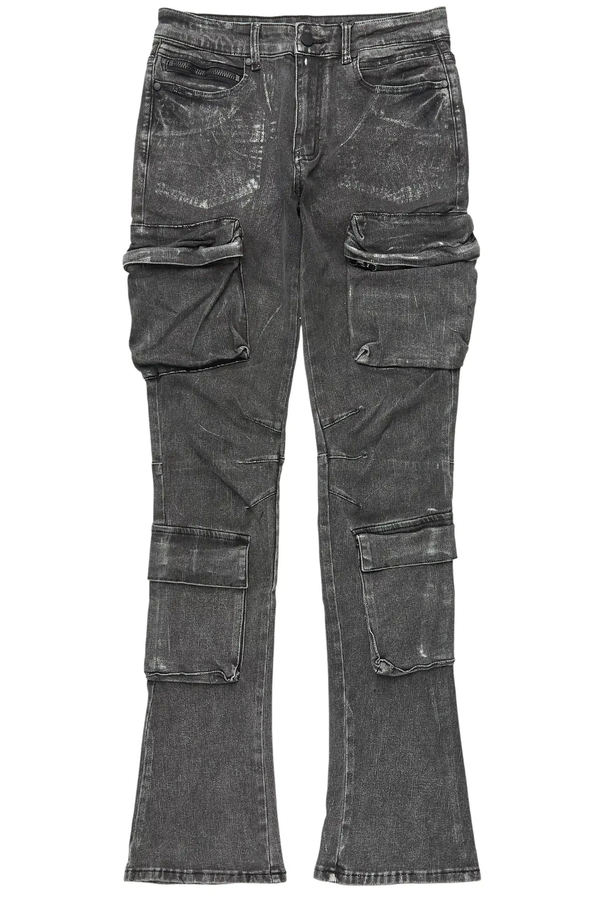 Titan Foil Stacked Flare Jean sold by Rockstar Original
