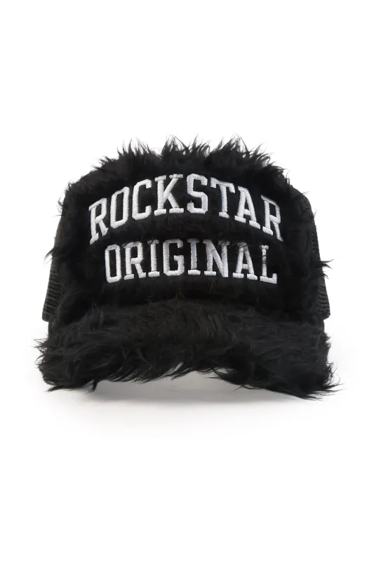 Shaggy Black Fur Trucker Hat sold by Rockstar Original