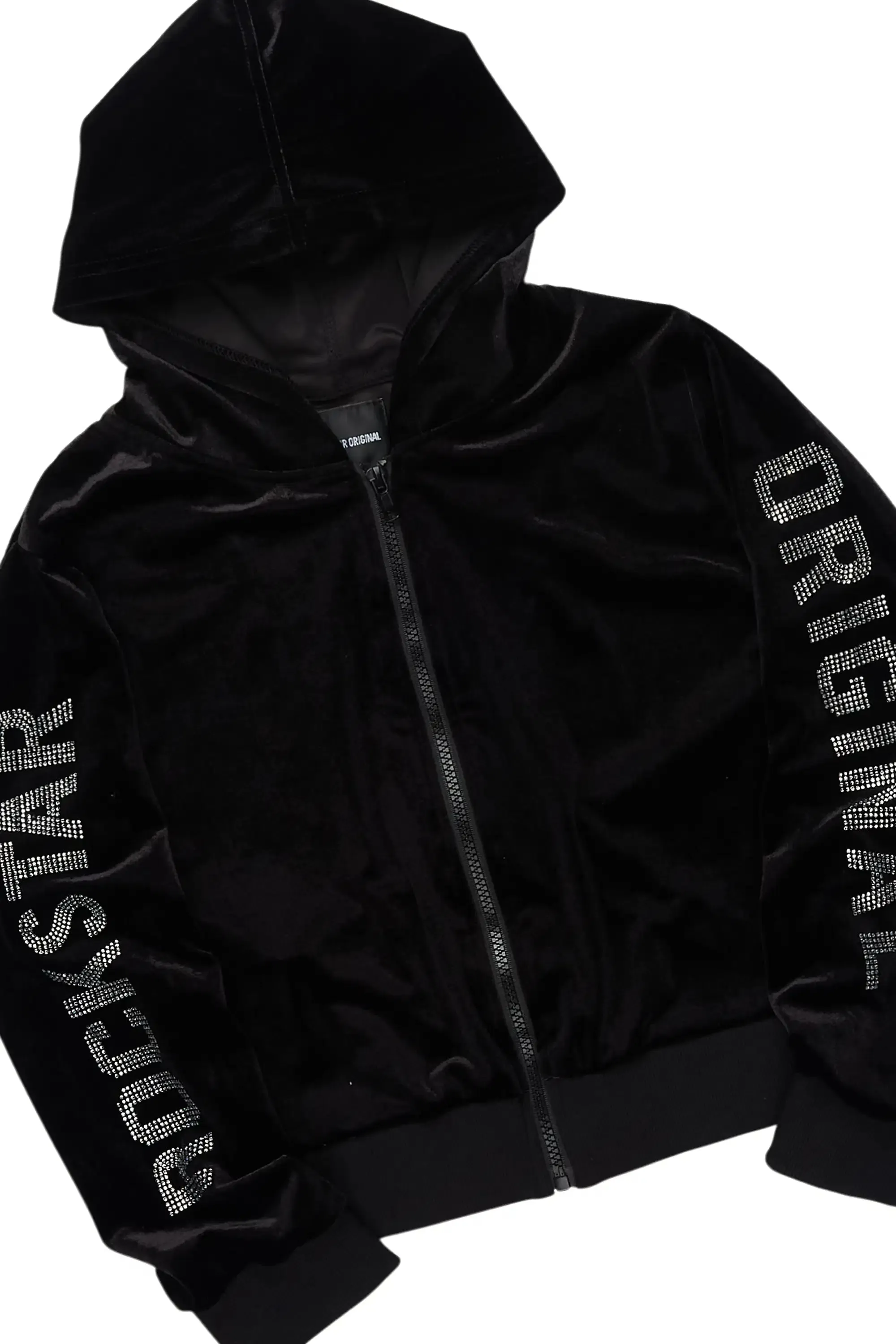 Girls Shakura Black Stacked Velour Track Set sold by Rockstar Original product image thumbnail 2