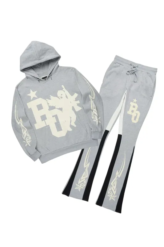 Pluton Heather Grey/Cream Hoodie/Stacked Flare Track Set sold by Rockstar Original