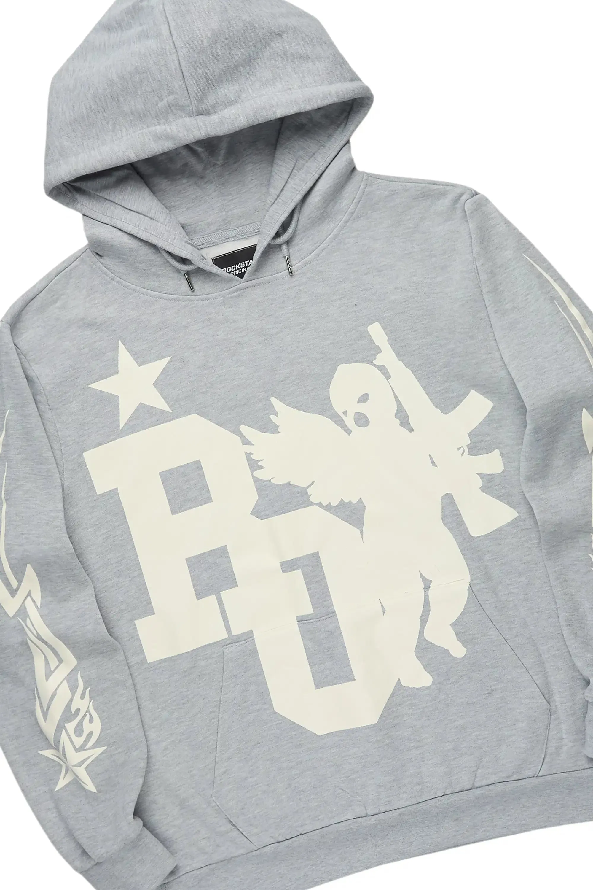 Pluton Heather Grey/Cream Hoodie/Stacked Flare Track Set sold by Rockstar Original product image thumbnail 2