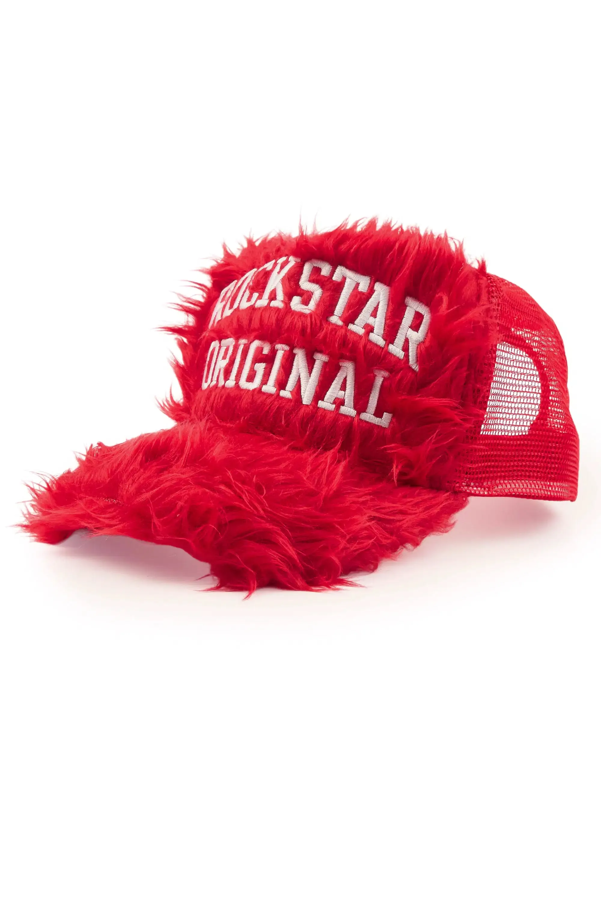 Donnesha Red Shaggy Fur Trucker Hat sold by Rockstar Original product image thumbnail 2