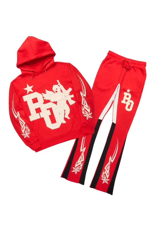 Pluton Red/Cream Hoodie/Stacked Flare Track Set sold by Rockstar Original