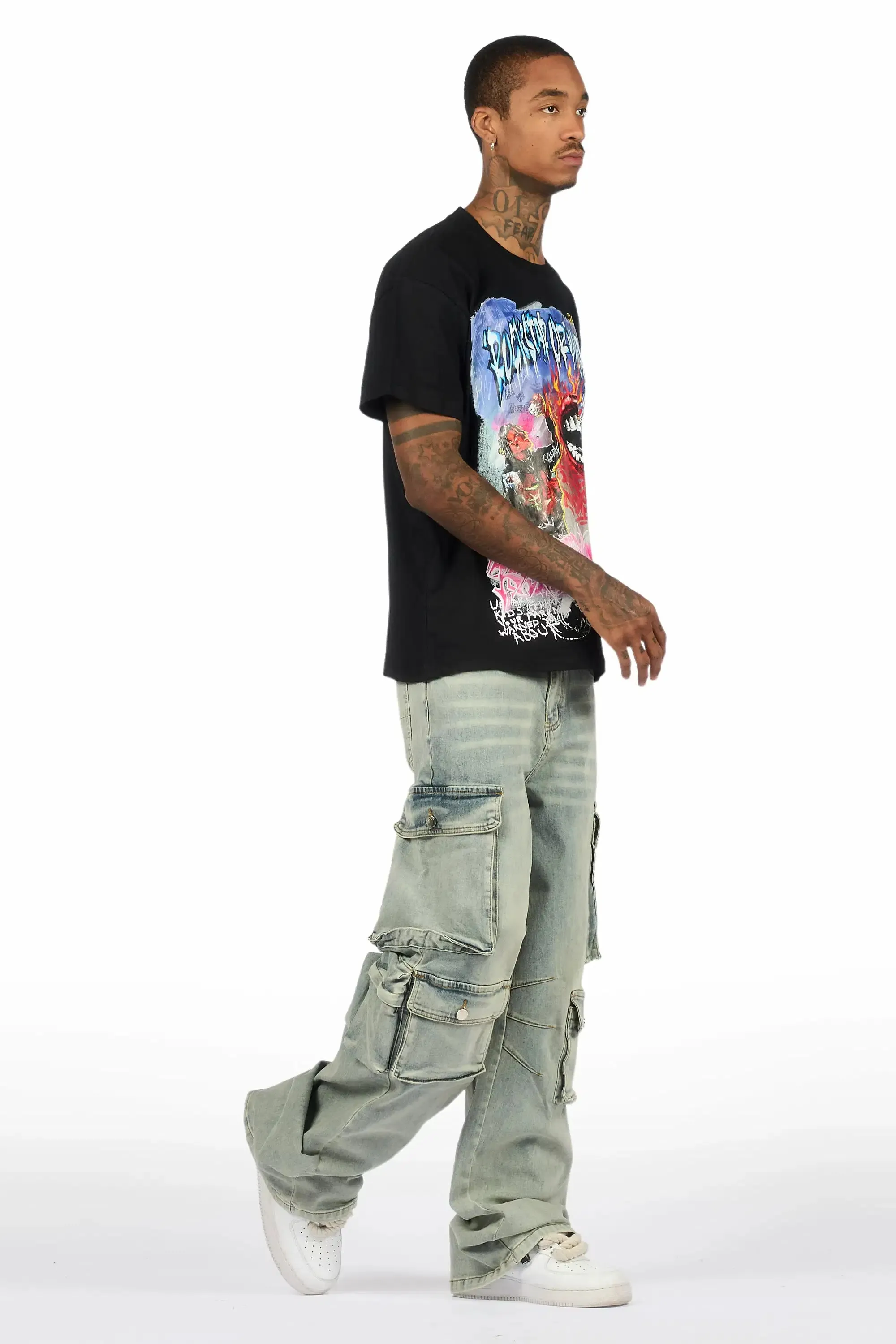 Yooz Black Oversized Graphic T-Shirt/Baggy Jean Bundle sold by Rockstar Original product image thumbnail 3