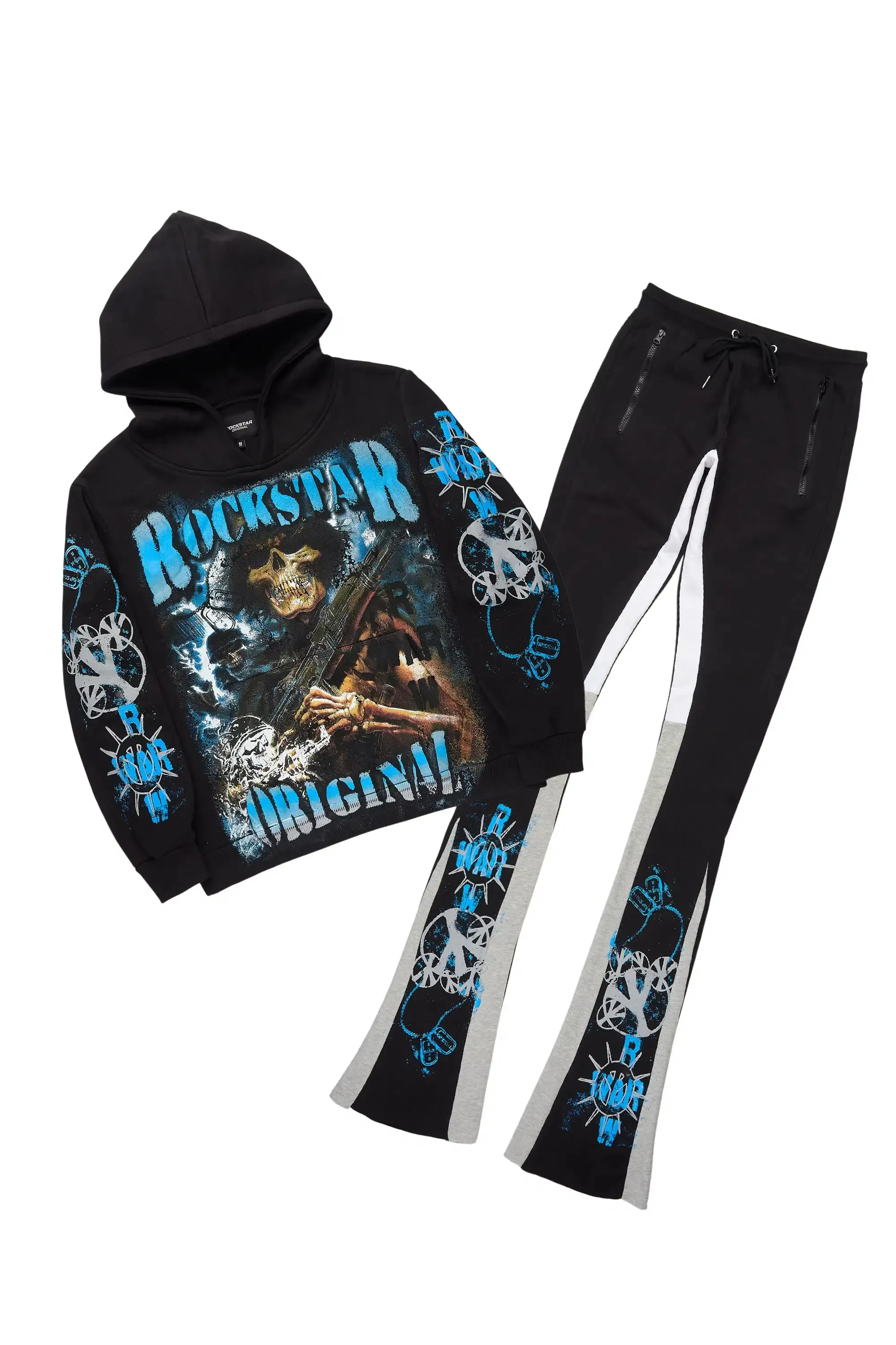 Zare Black/Blue Hoodie/Super Stacked Track Set sold by Rockstar Original
