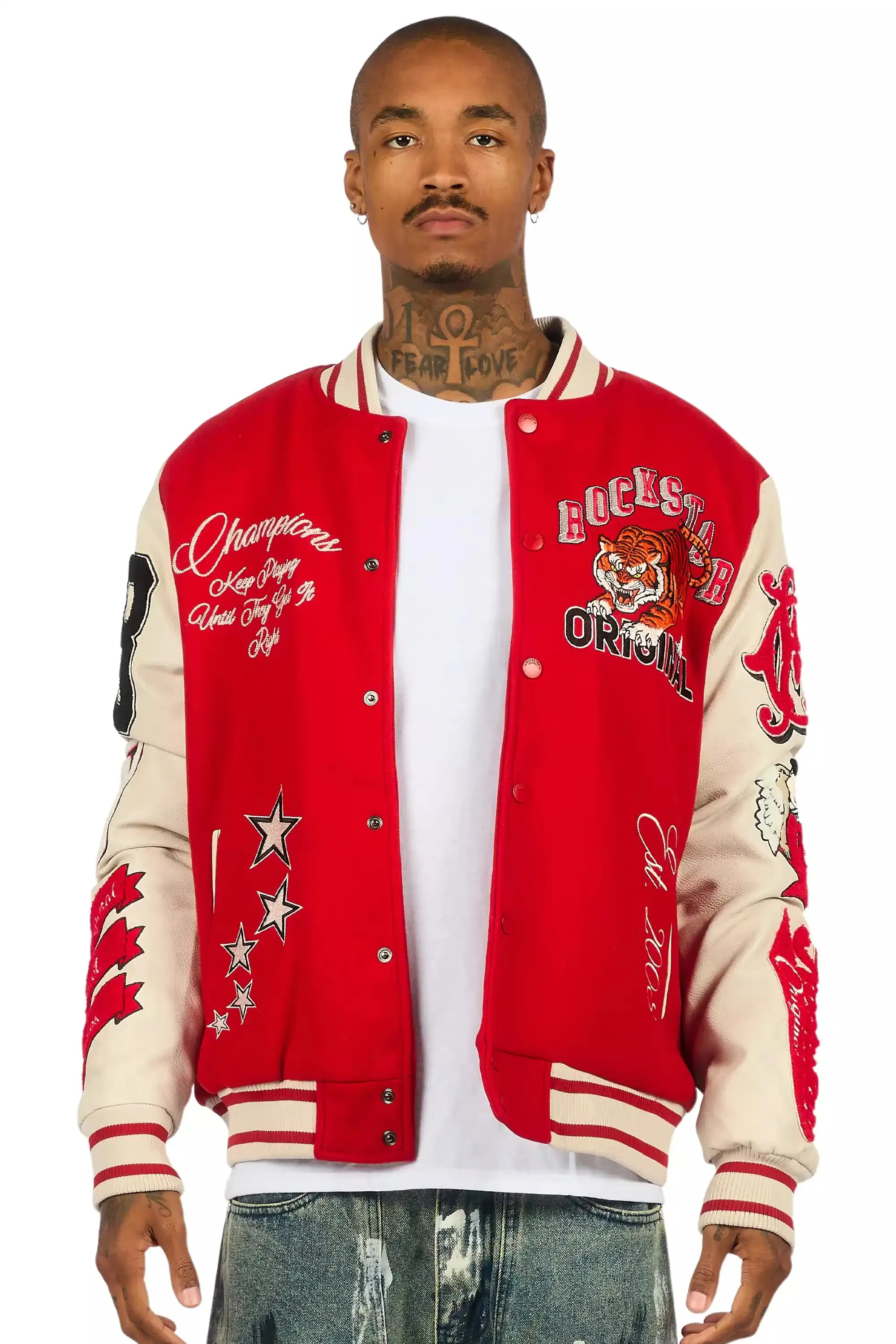 Alaric Red Varsity Jacket sold by Rockstar Original product image thumbnail 3
