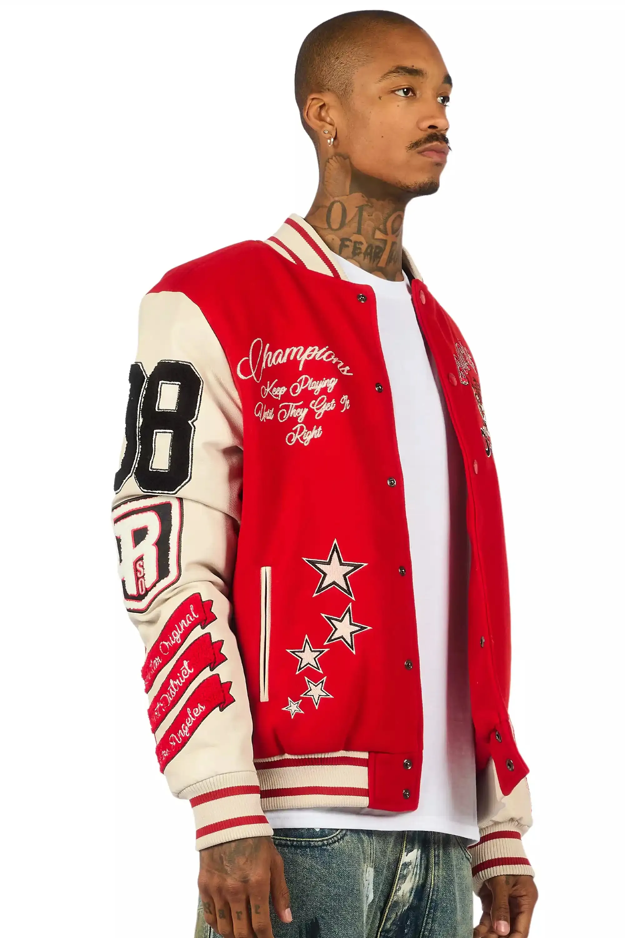 Alaric Red Varsity Jacket sold by Rockstar Original product image thumbnail 4