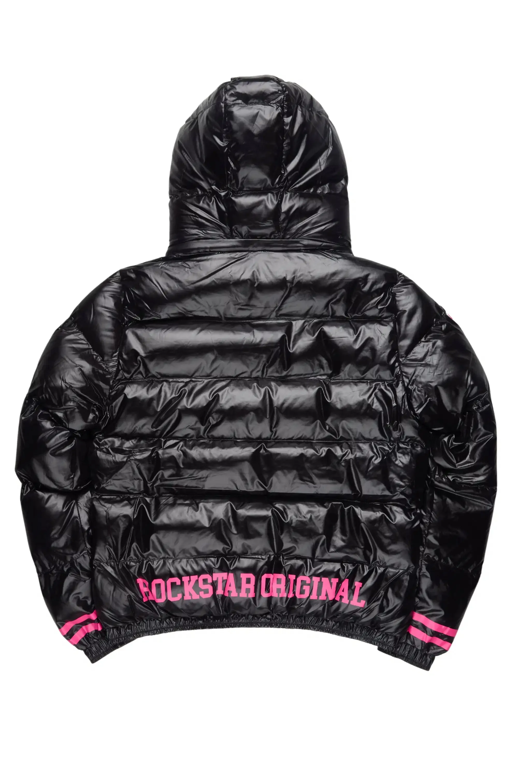 Kymberly Black/Pink Varsity Puffer Jacket sold by Rockstar Original product image thumbnail 4