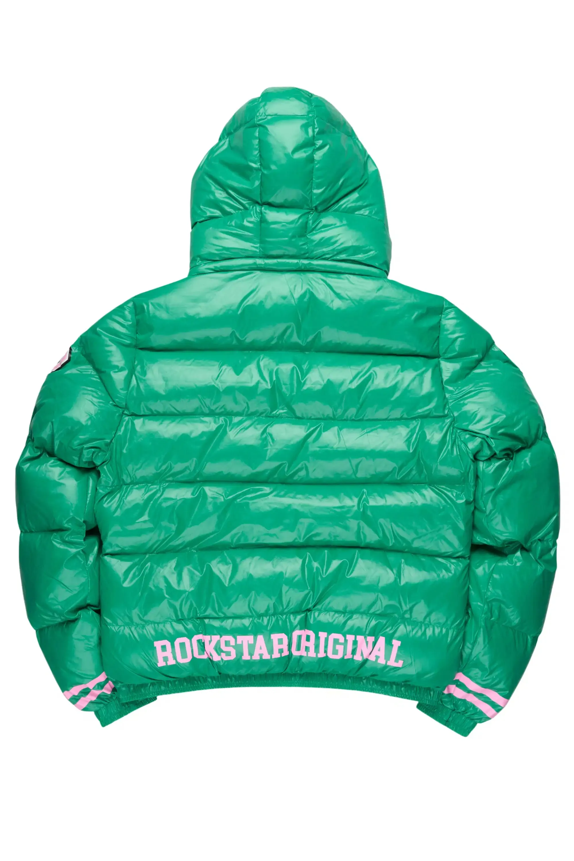 Kymberly Green/Pink Varsity Puffer Jacket sold by Rockstar Original product image thumbnail 4