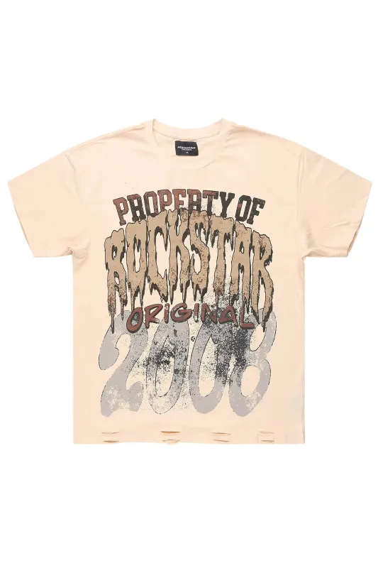 Raezion Beige Oversized Graphic T-Shirt sold by Rockstar Original