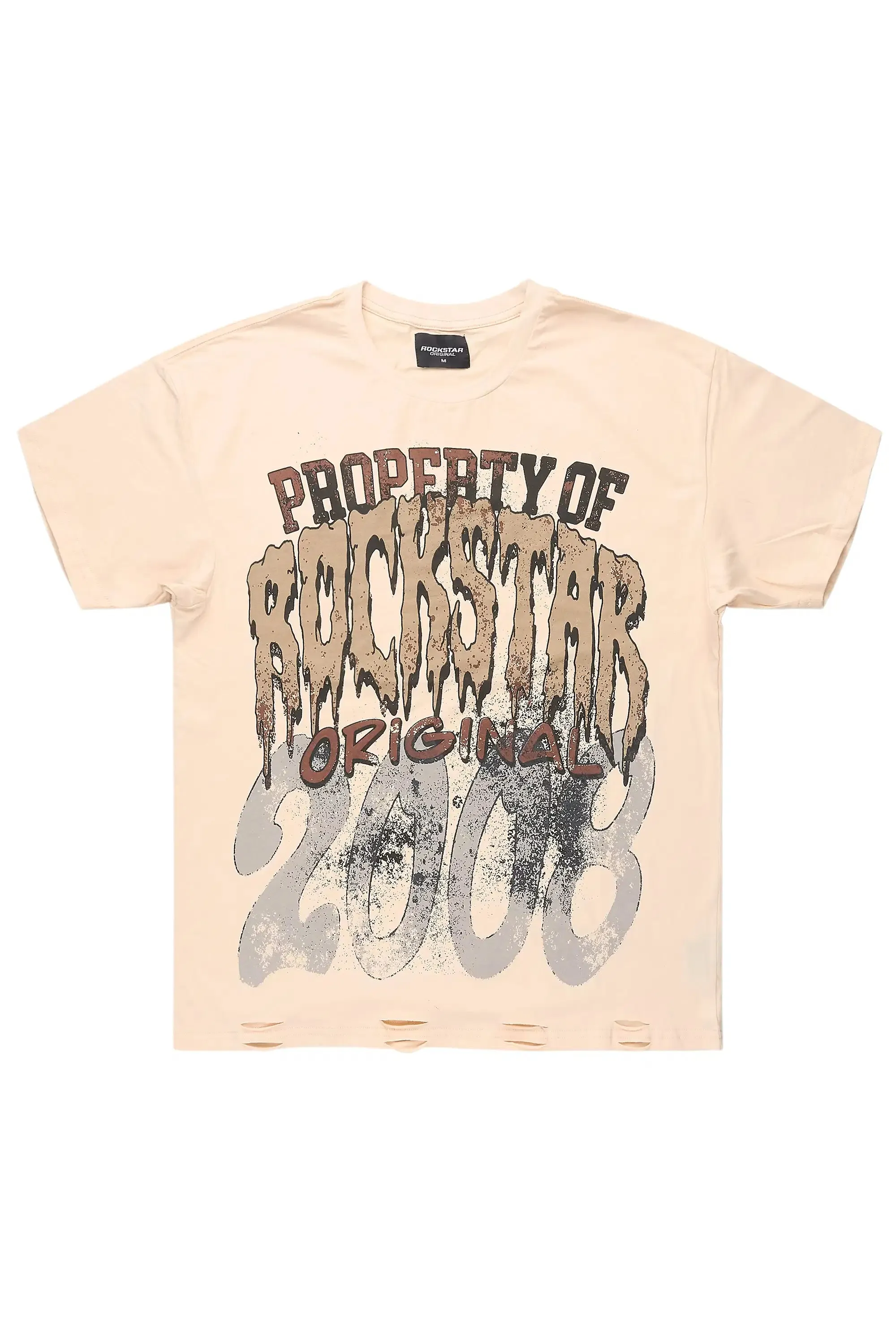 Raezion Beige Oversized Graphic T-Shirt sold by Rockstar Original