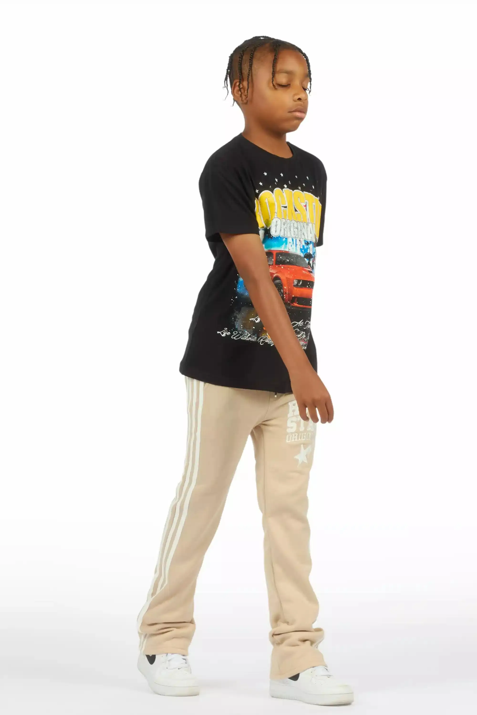 Boys Gerrit Beige Stacked Baggy Track Pant sold by Rockstar Original product image thumbnail 5