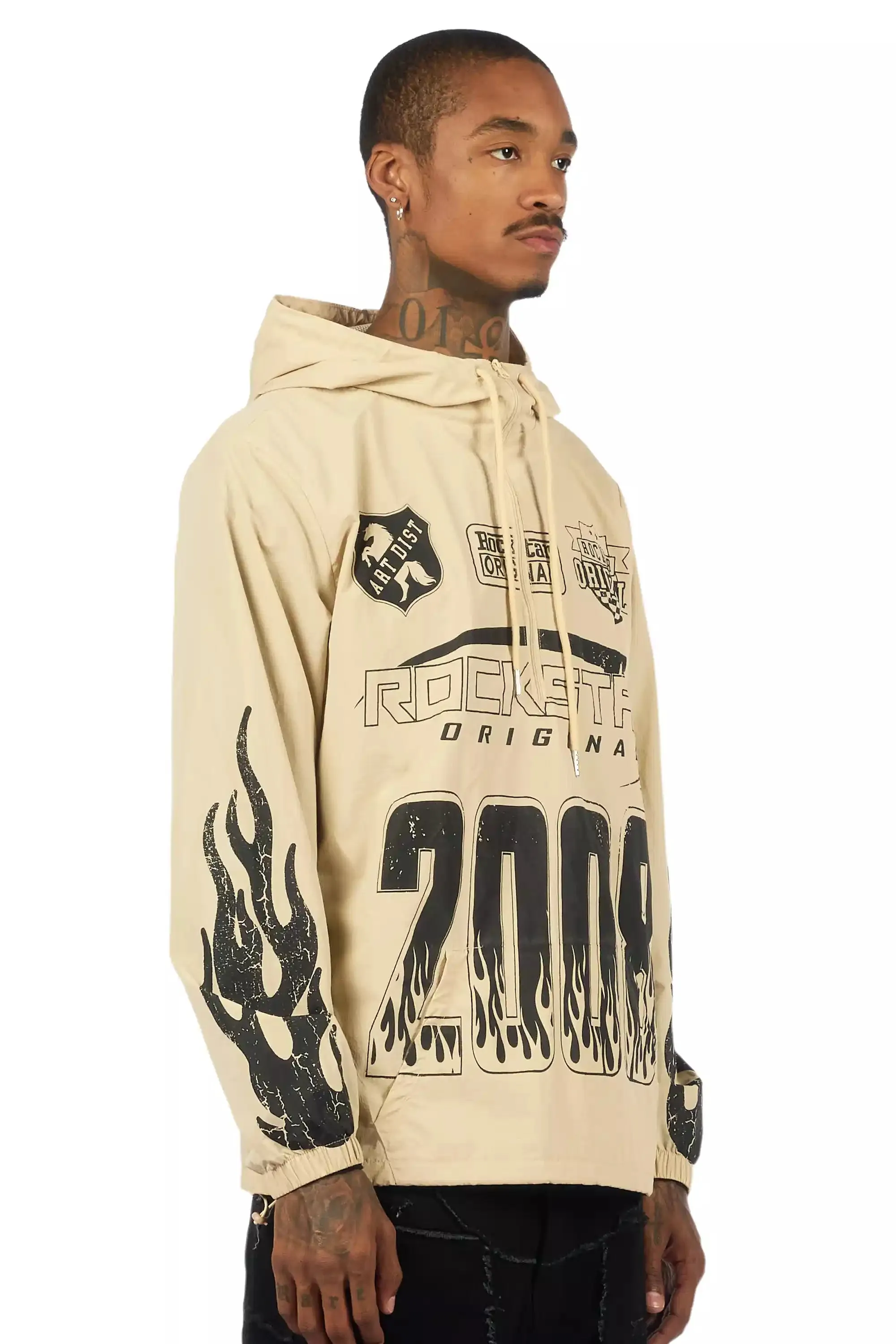 Amos Beige Graphic Windbreaker sold by Rockstar Original product image thumbnail 3