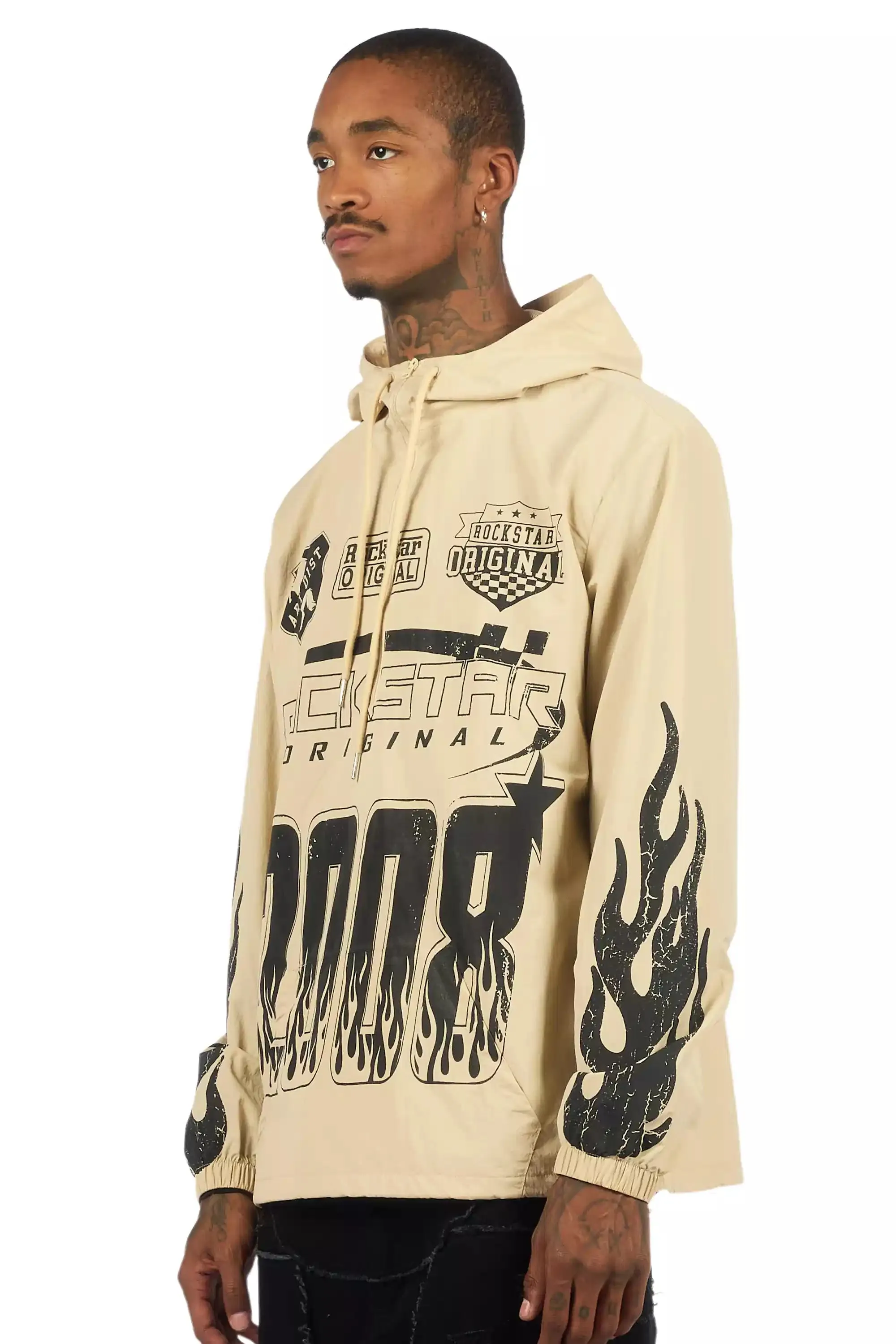 Amos Beige Graphic Windbreaker sold by Rockstar Original product image thumbnail 4